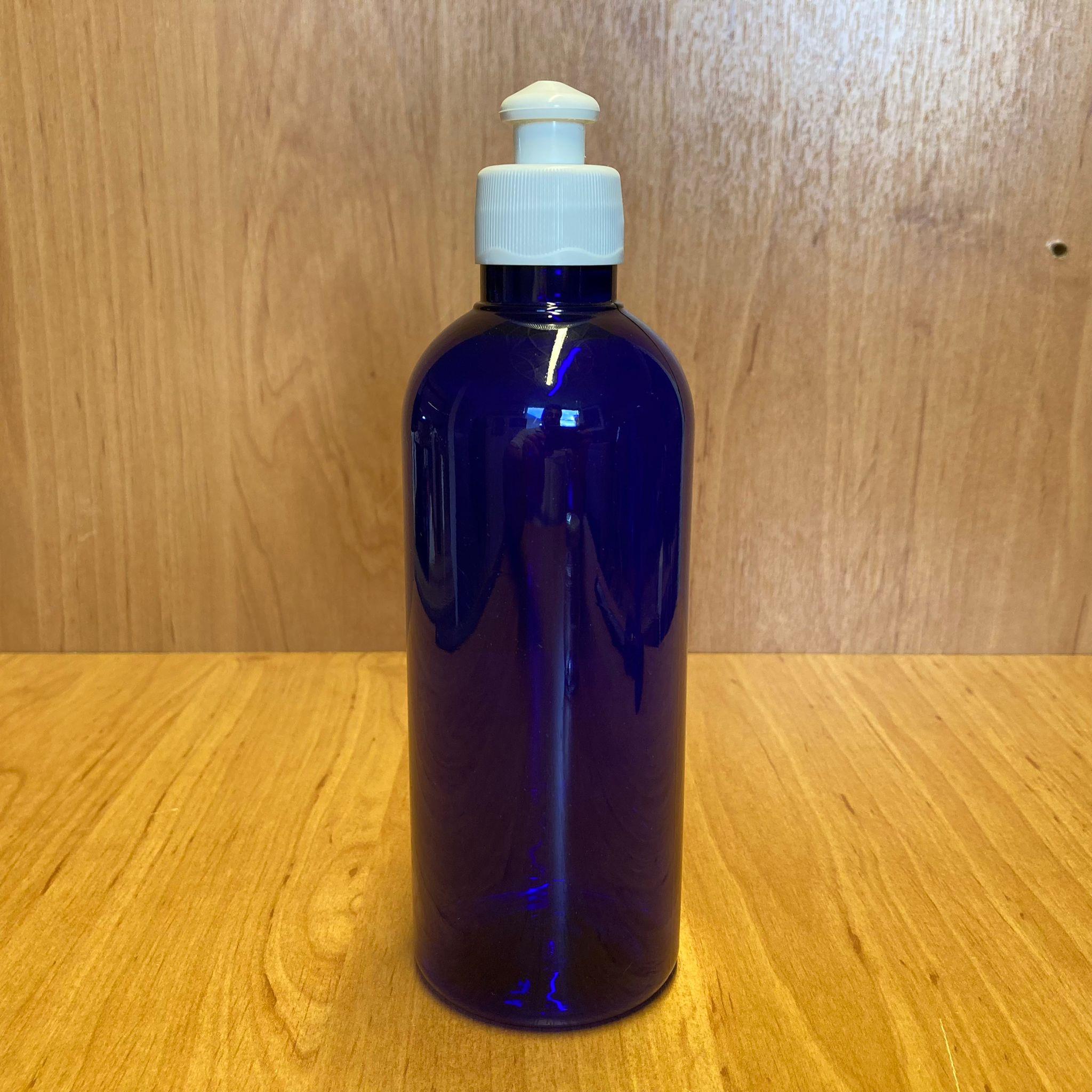 400 CC MAVİ PLASTİK ŞAMPUAN ŞİŞESİ - BEYAZ PUSH-PULL KAPAKLI - 400 ML MAVİ BOŞ PLASTİK ŞİŞE
