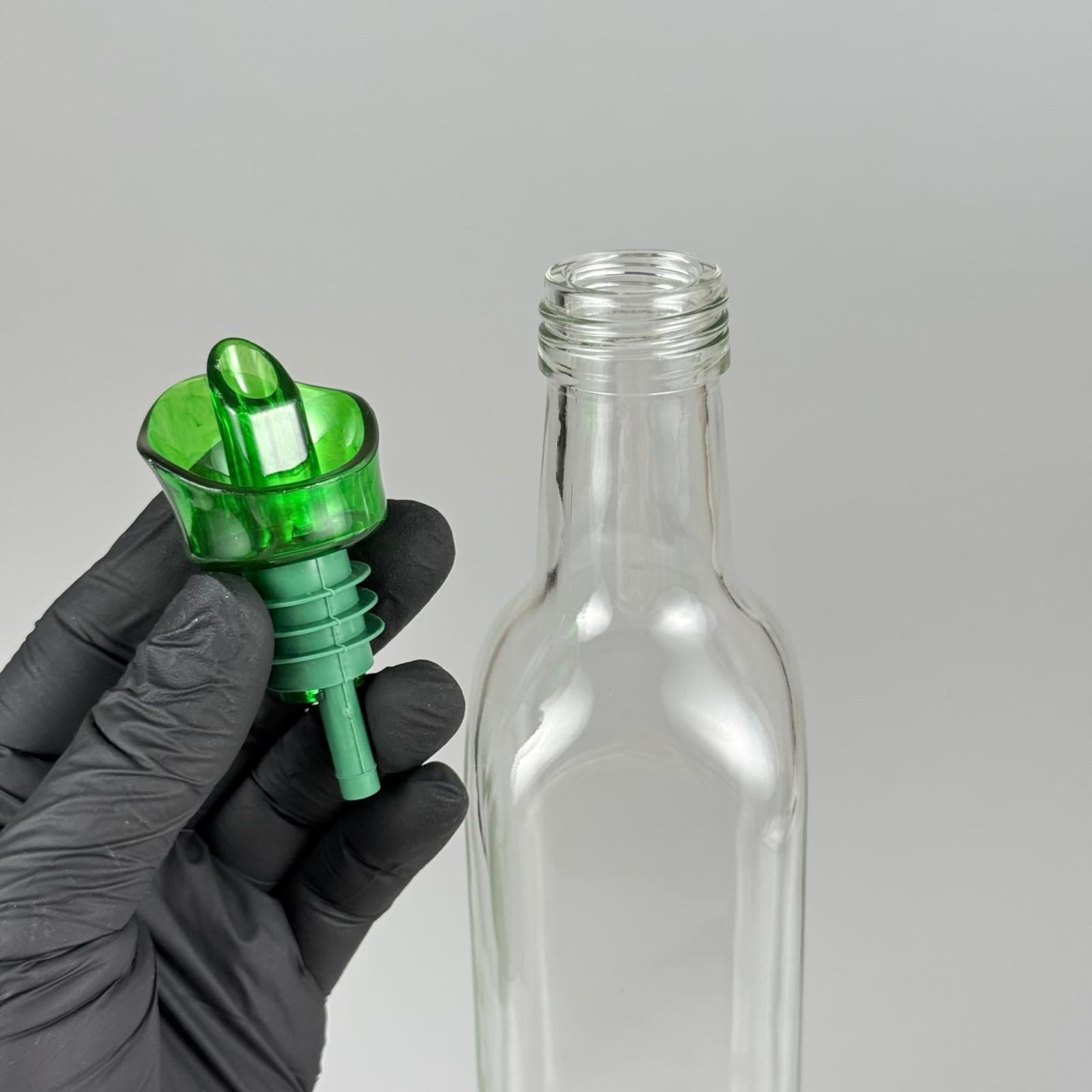 Akıtmaz Kapaklı Şık Cam Yağlık – Zeytinyağı ve Sirke İçin - Restoran Tipi 500 ML Şeffaf Maraska Kare Yağdanlık Açık Yeşil Akıtıcı Başlıklı