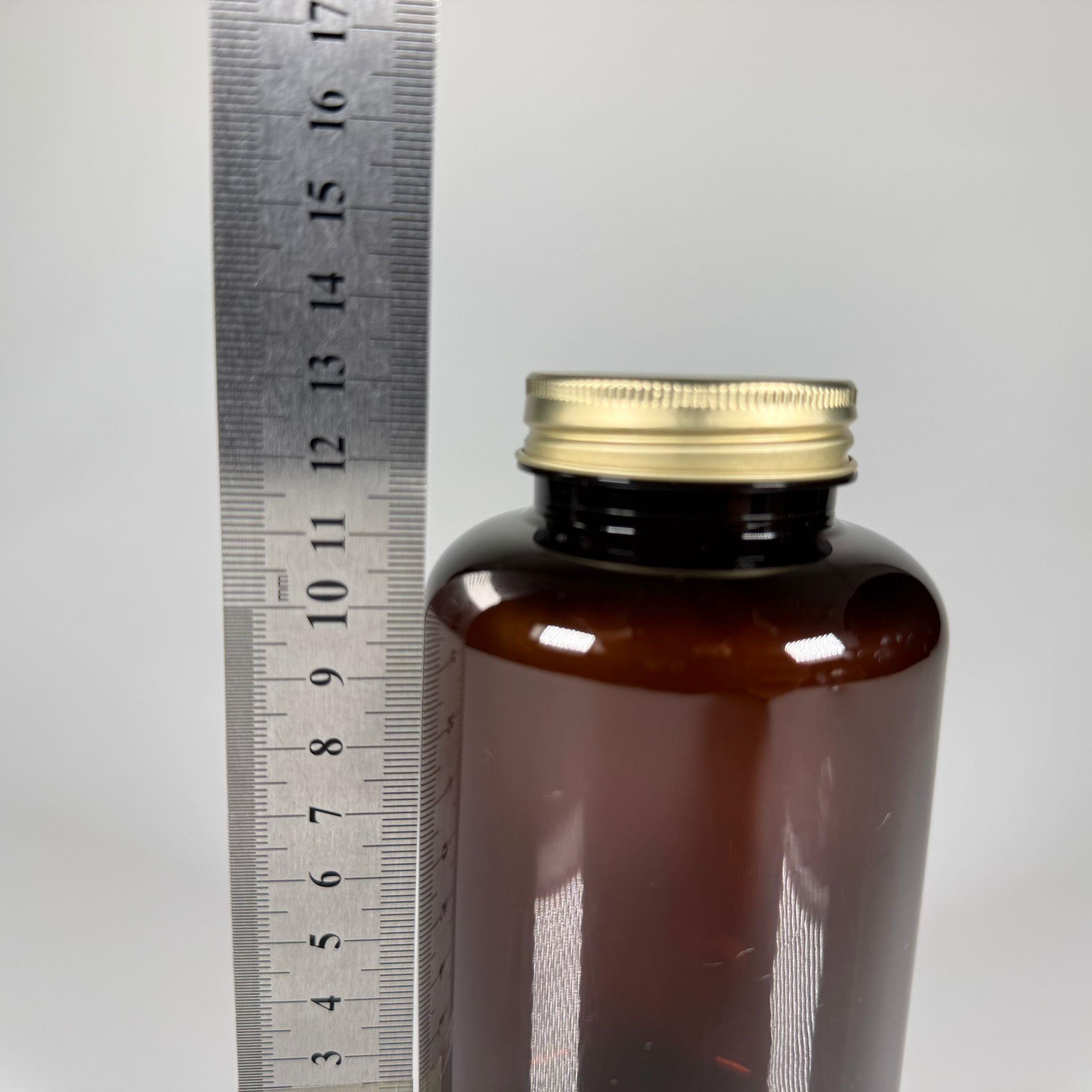 BAHARAT, TOZ, KAHVE, SAHLEP VB MUTFAK DÜZENLEME İÇİN KARE PLASTİK KAVANOZLAR - 400 ML -  RAF DÜZENLEYİCİ GIDAYA UYGUN KÖŞELİ GOLD METAL KAPAKLI AMBER PET KAVANOZLARI