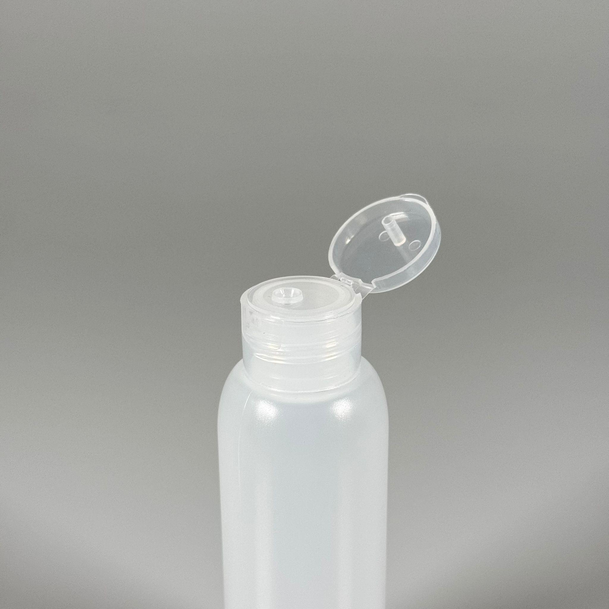100 ML SIKILABİLİR YUMUŞAK PE POLİETİLEN PLASTİK ŞİŞE - ŞEFFAF FLİPTOP ŞAMPUAN KAPAKLI - 100 cc sos, yağ, kartuş, mürekkep vb için boş şişeler
