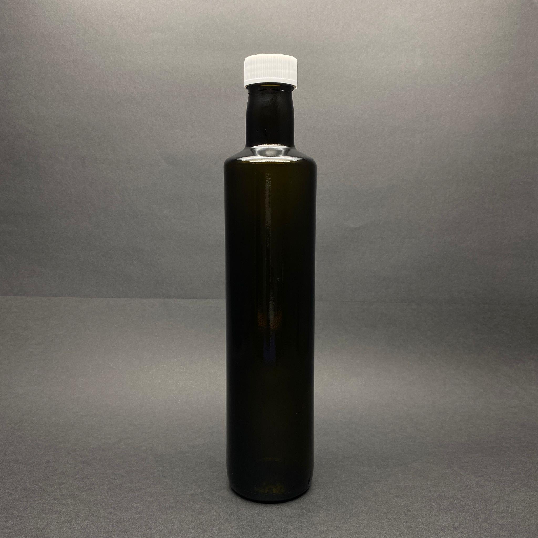500 CC DORİKA YEŞİL CAM ŞİŞE - BEYAZ PLASTİK KAPAKLI - 500 ML SİLİNDİR YAĞ ŞİŞESİ - SİRKE ŞİŞESİ