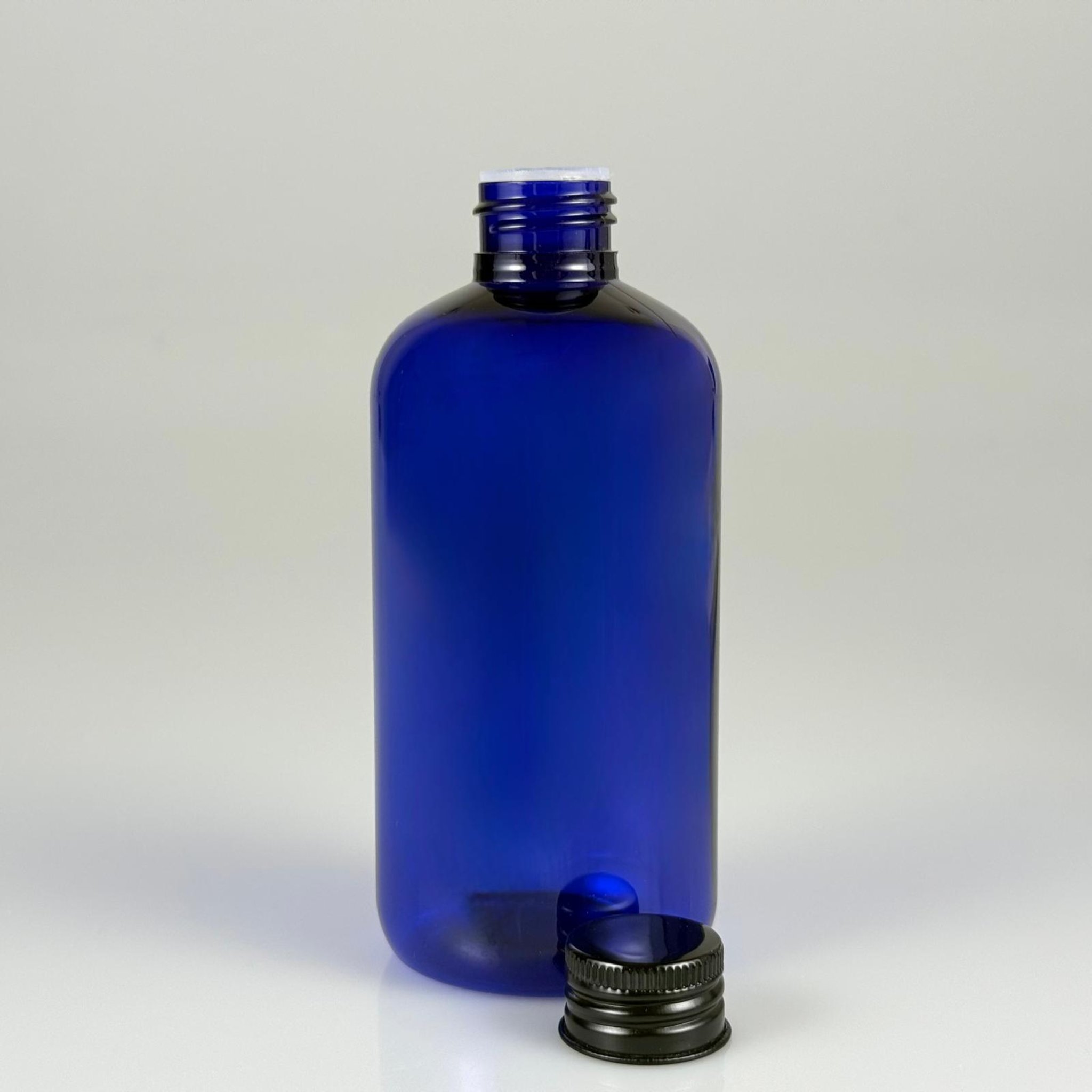 250 CC MAVİ PLASTİK ŞİŞE ZEYNEP MODEL ( 24 AĞIZ ) + KÖPÜK CONTALI SİYAH METAL ALÜMİNYUM KAPAKLI + KOLONYA TIPALI TAKIM - 250 ML KAPAKLI MAVİ TOMBUL PET ŞİŞELER