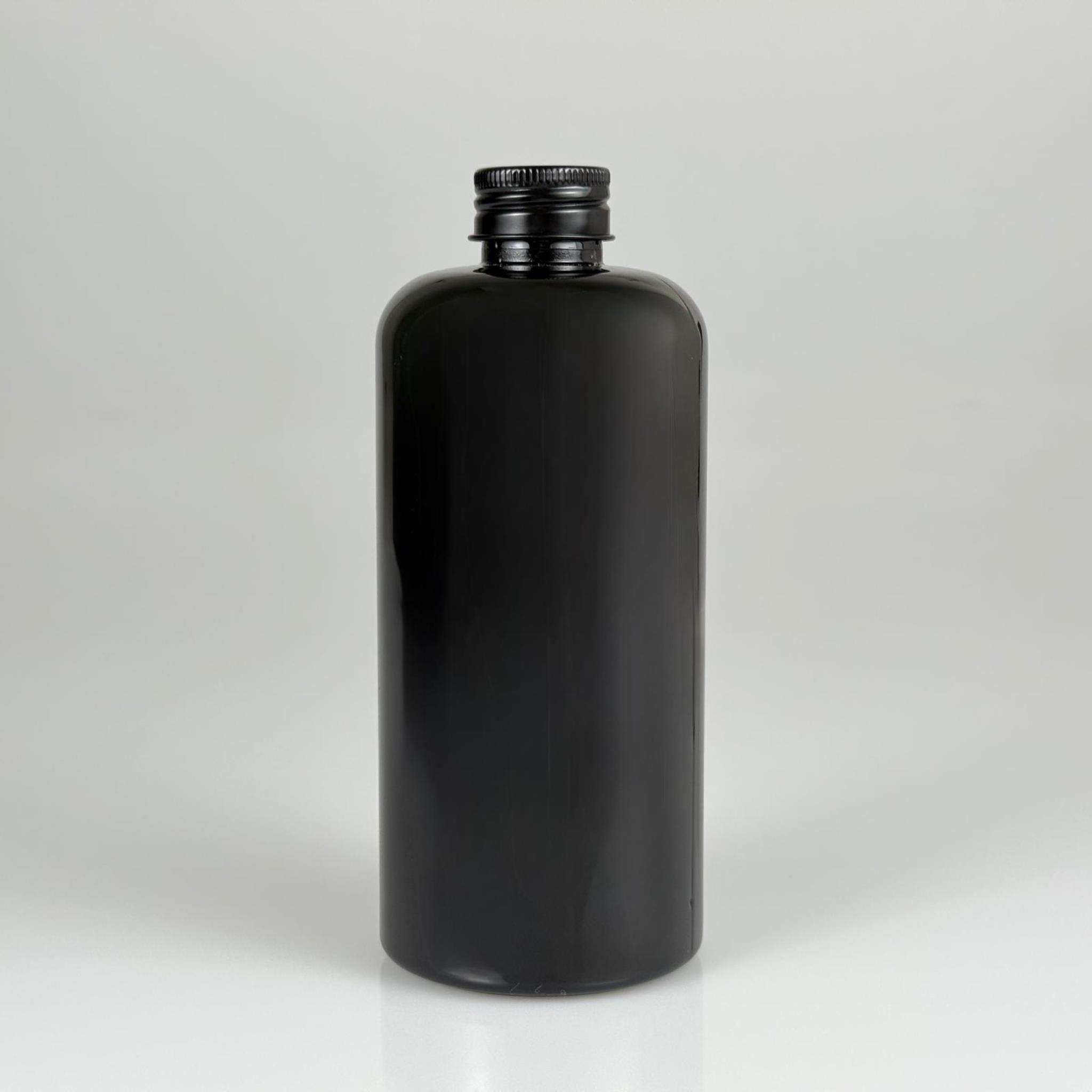 500 CC SİYAH UZUN SİLİNDİR PET ŞİŞE KALIN (26 GR) - SİYAH METAL ALÜMİNYUM KAPAKLI - 28 AĞIZ - 500 ML PET ŞİŞE