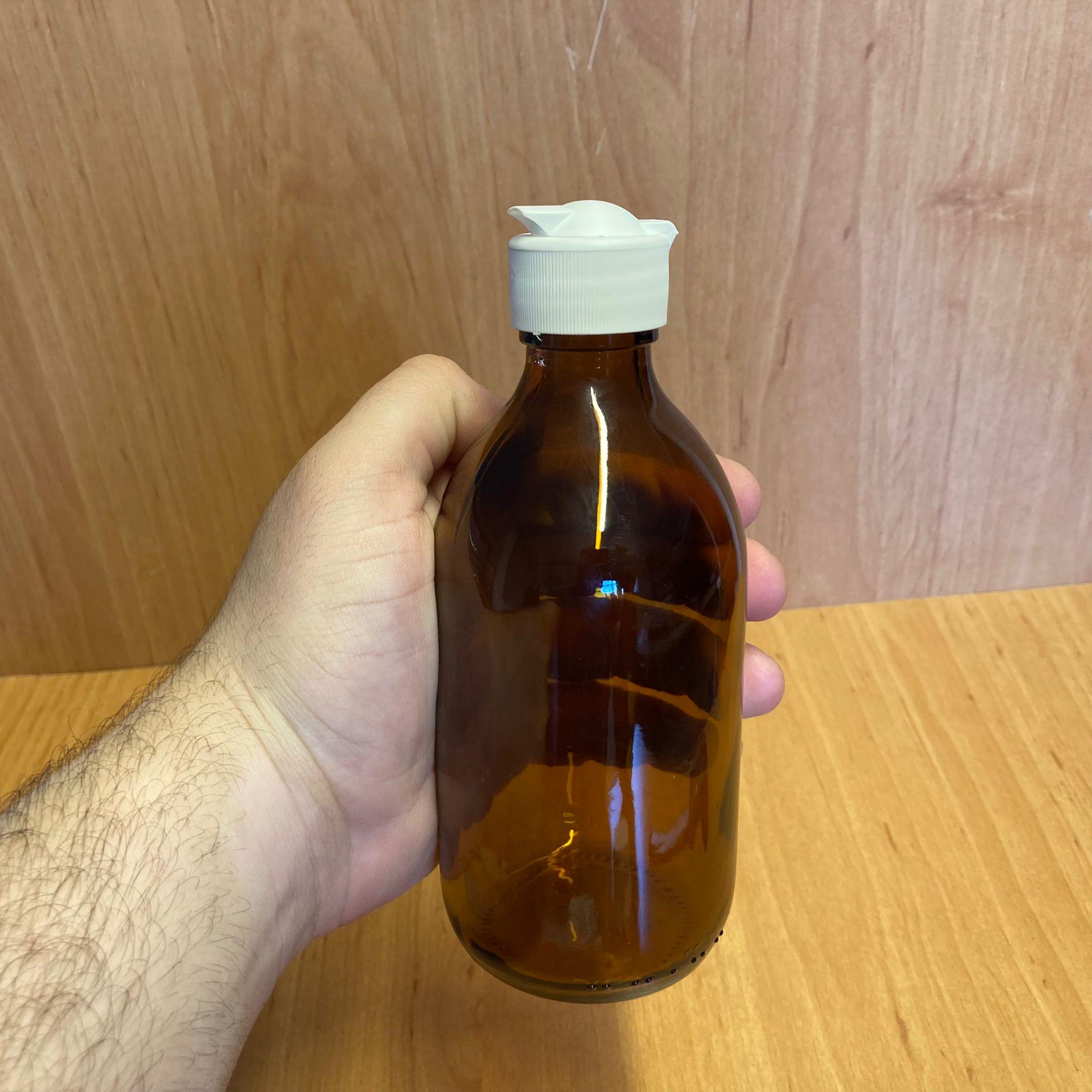 300 CC AMBER CAM ŞİŞE - BEYAZ AKITICILI FLİPTOP KAPAKLI - 300 ML KAHVERENGİ BOŞ ŞURUP ŞİŞESİ - AÇILIR KAPANIR KAPAKLI