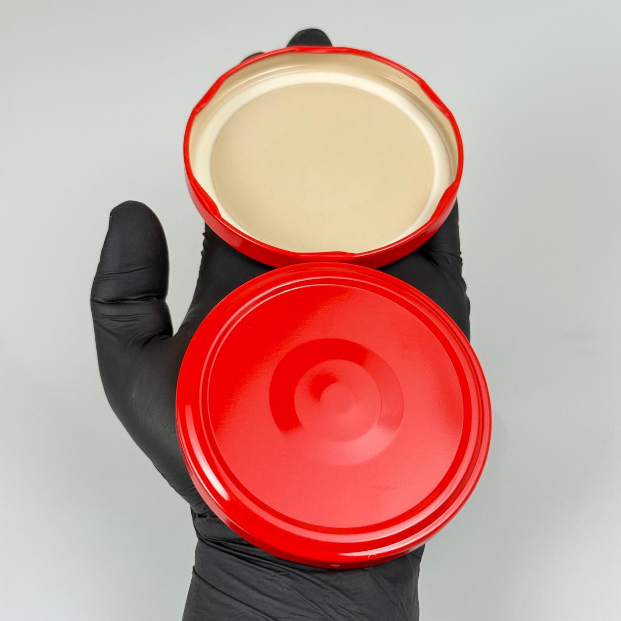 82 MM TWİST-OFF KIRMIZI DÜĞMELİ (MC082RSB469) RP045 - SİLGAN - EMNİYET DÜĞMELİ - TİKTAK KAPAK - BUTONLU KAPAK