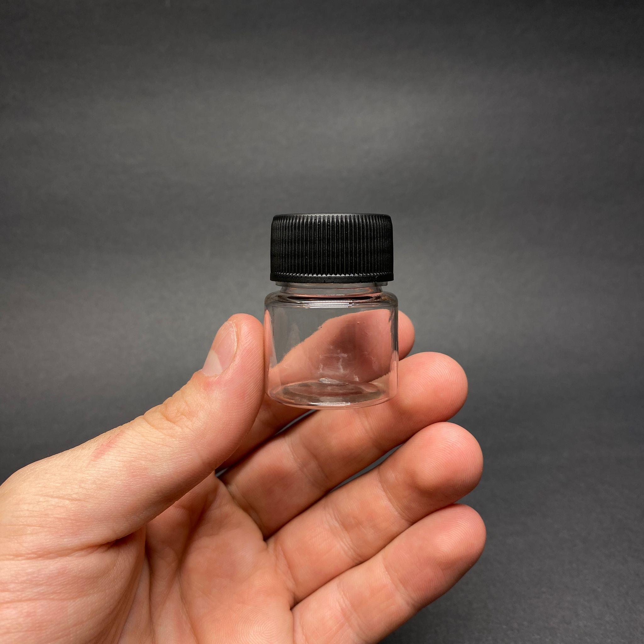 10 CC ŞEFFAF PET KAVANOZ - SİYAH KAPAKLI - 10 ML GENİŞ AĞIZLI PET ŞİŞE - MİNİK NUMUNE KAVANOZU - UFAK PLASTİK KAVANOZ