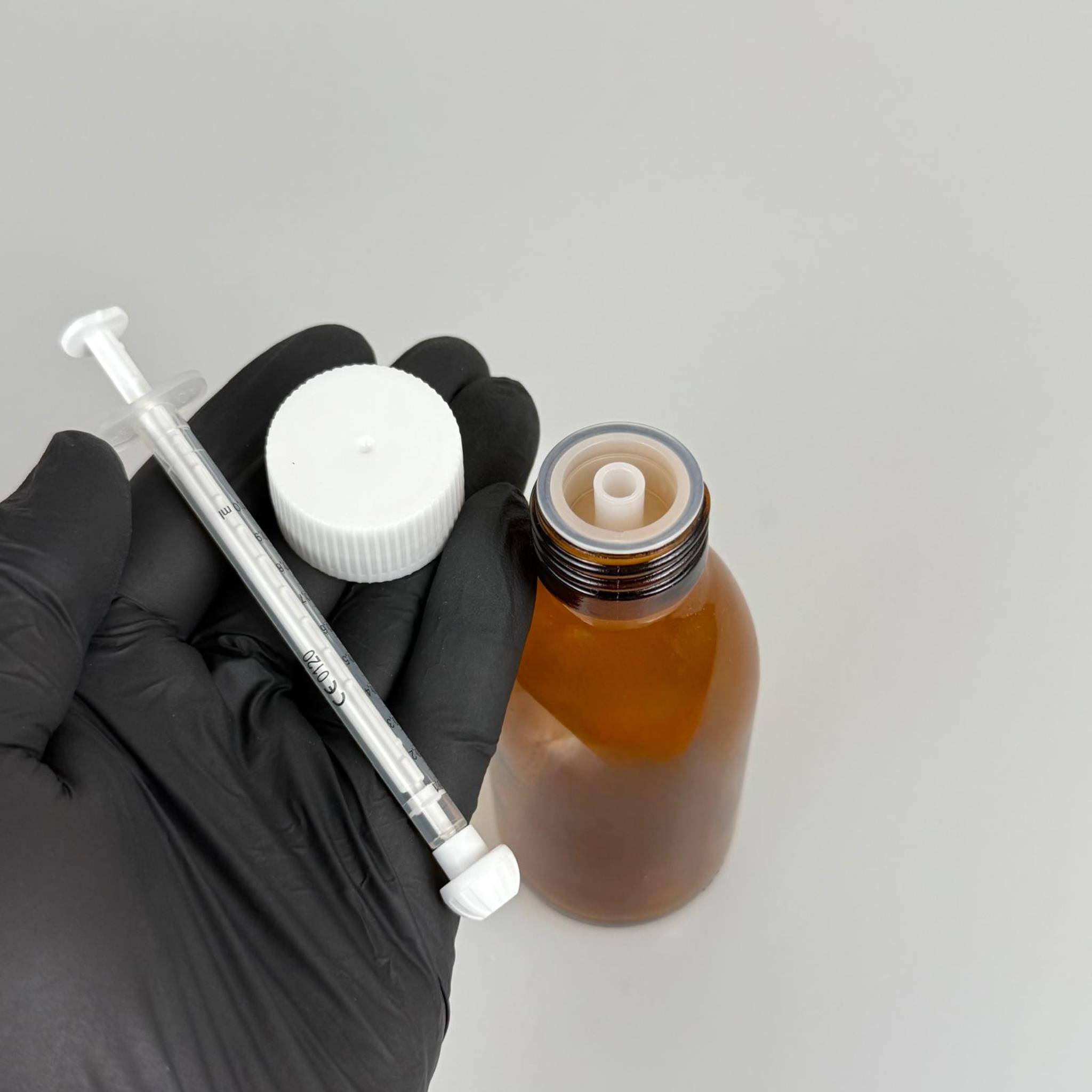 125 ML CAM ECZA ŞİŞESİ + 1 ML DOZAJ PİPETİ + DOZAJ TIPASI + CONTALI PLASTİK KAPAK TAKIM