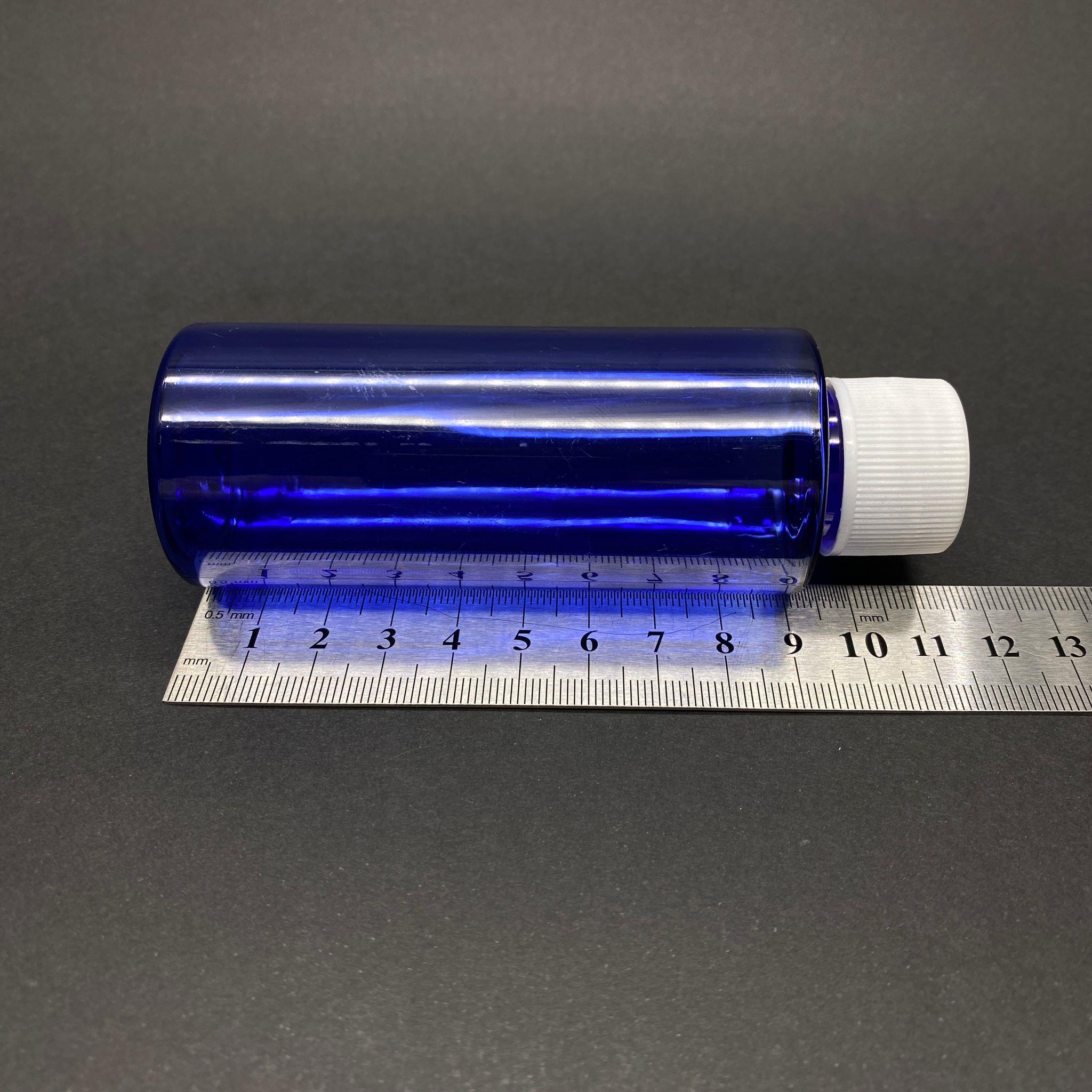 100 CC SİLİNDİR KESKİN KÜT MODEL SERT (17 GR) PET ŞİŞE - BEYAZ CONTALI KAPAKLI - AĞIZ ÇAPI 24 MM - MAVİ