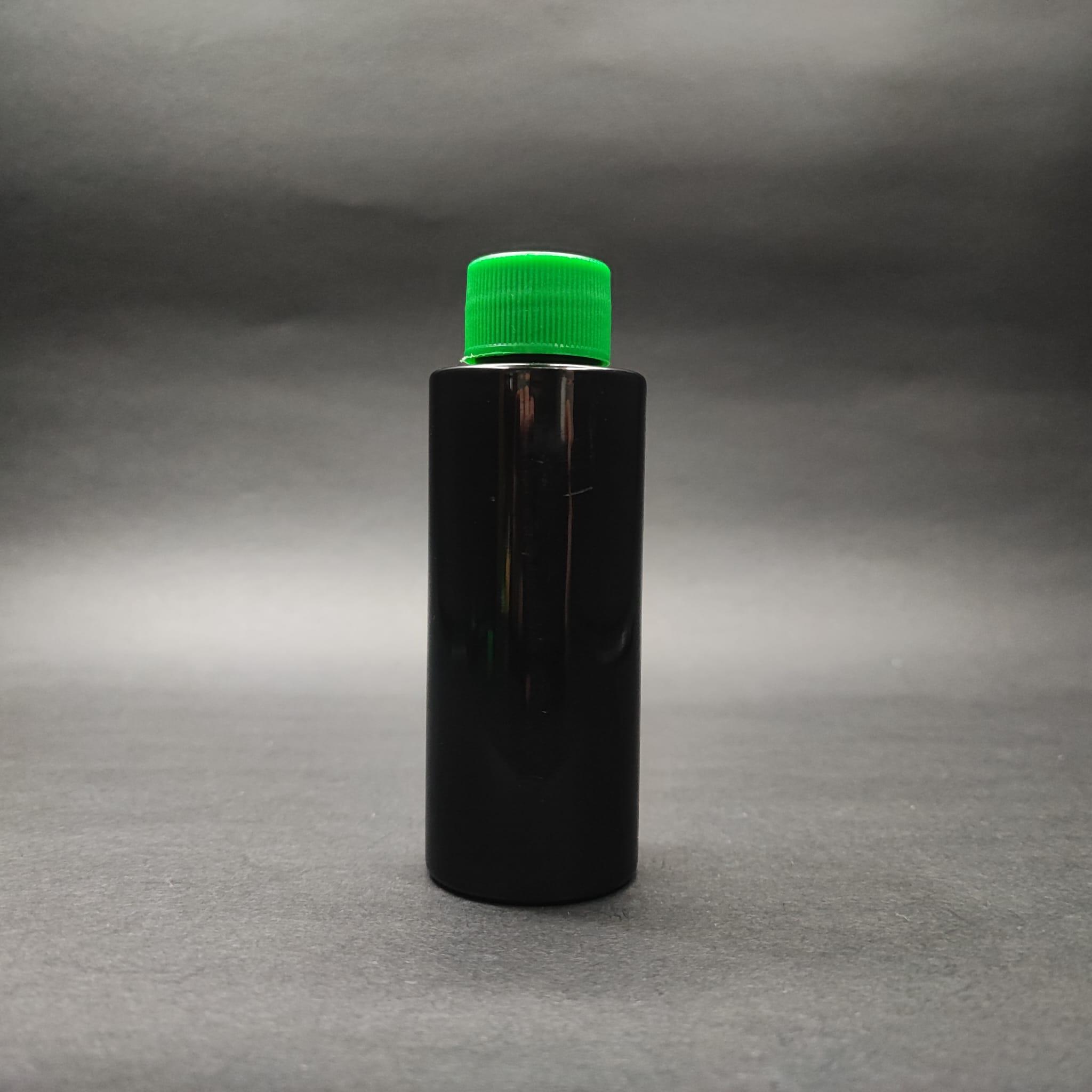 100 CC SİYAH SERT PET ŞİŞE - CONTALI YEŞİL KAPAKLI - 100 ML KAPAKLI PLASTİK ŞİŞE