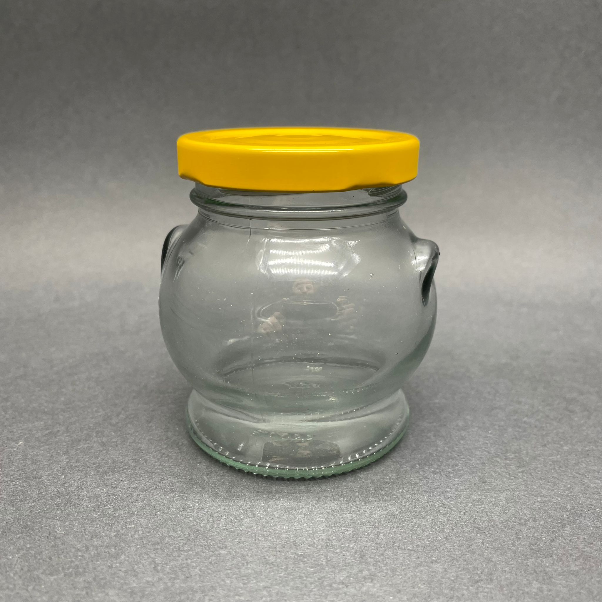 200 CC KULPLU TOMBUL CAM KAVANOZ- SARI METAL KAPAKLI - 200 ML KÜRE KAVANOZ