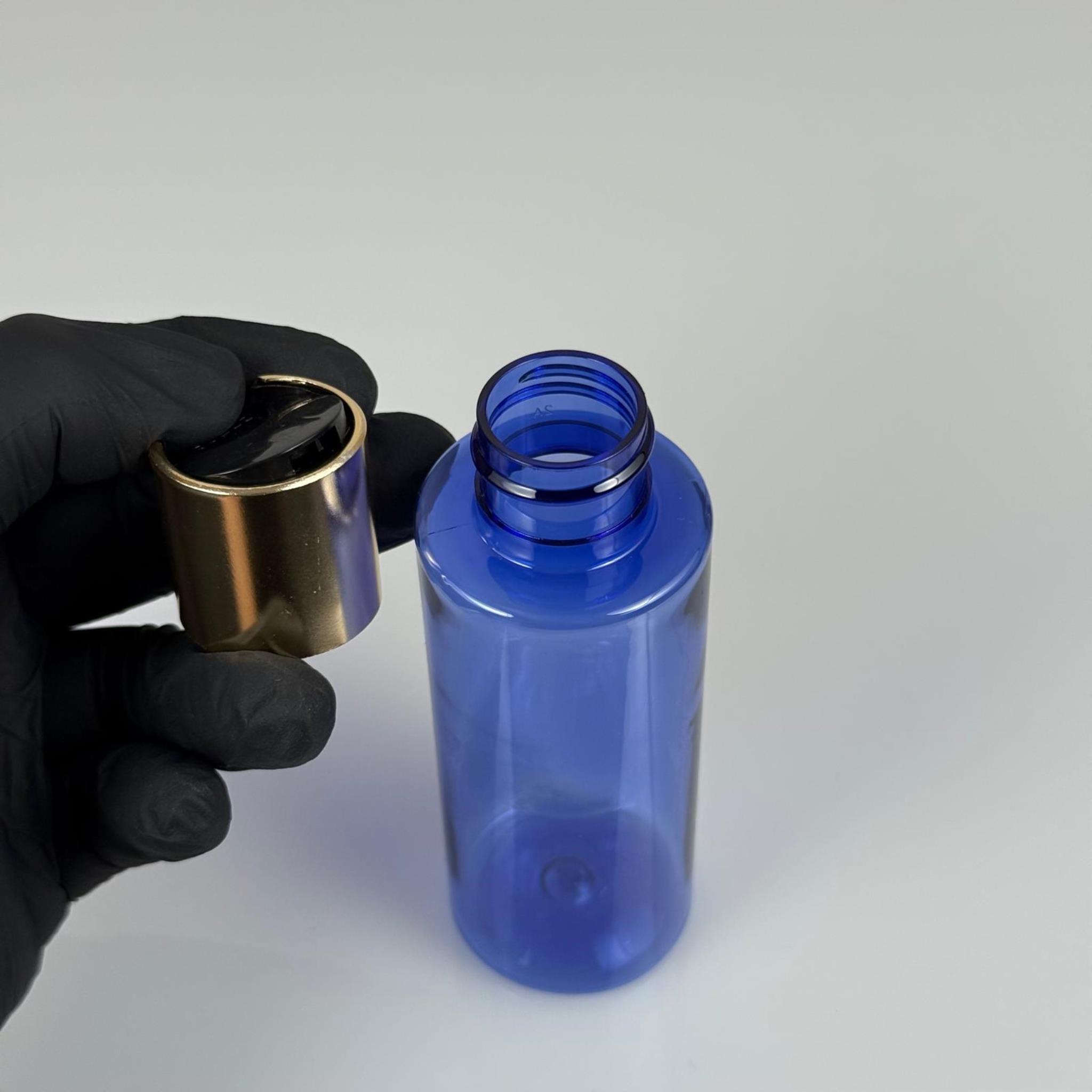 100 CC MAVİ KÜT BOYUNLU PET ŞAMPUAN ŞİŞESİ -  100 ML GOLD DİSKTOP ŞAMPUAN KAPAKLI