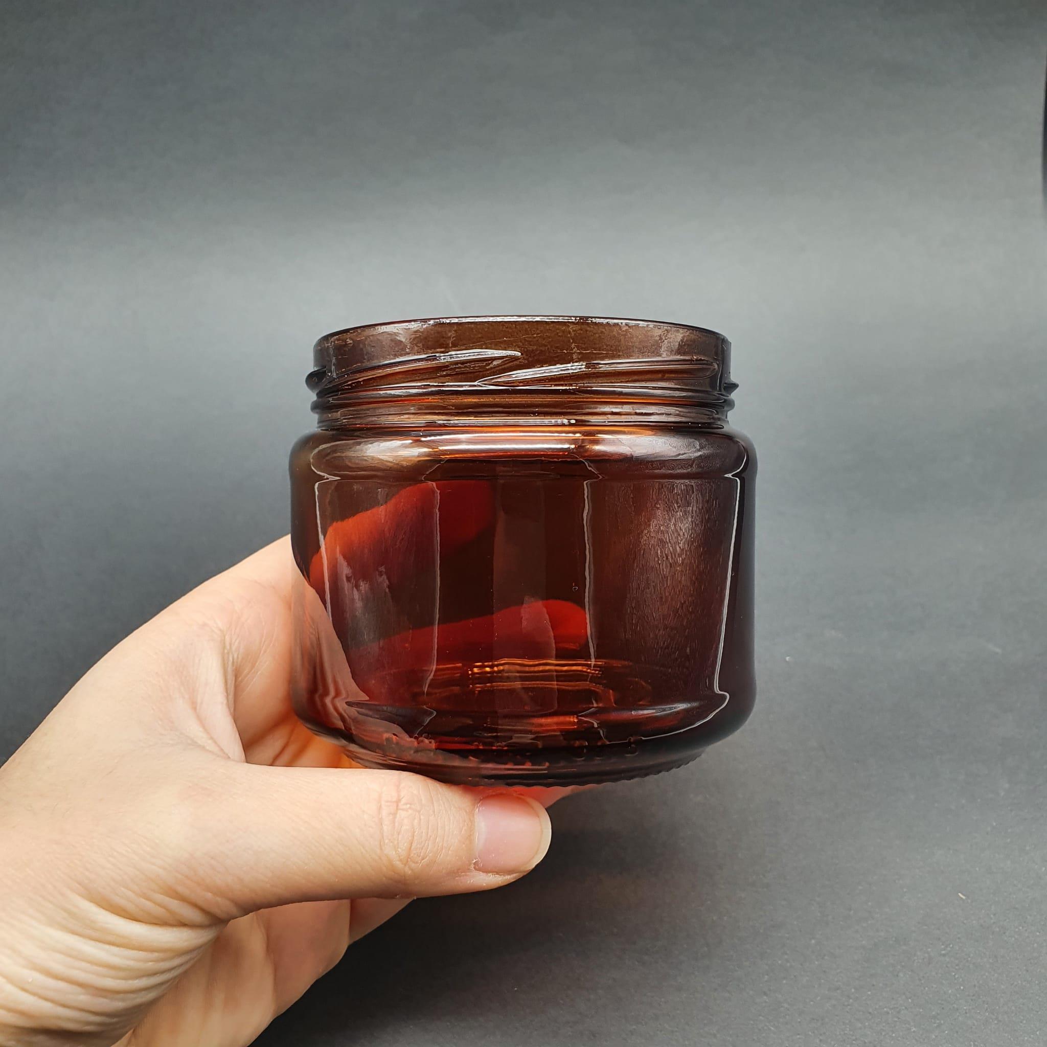 300 CC AMBER CAM KAVANOZ (82 AĞIZ) -MUM KAVANOZU - KAPAKSIZ - 300 ML KAHVERENGİ KAVANOZ