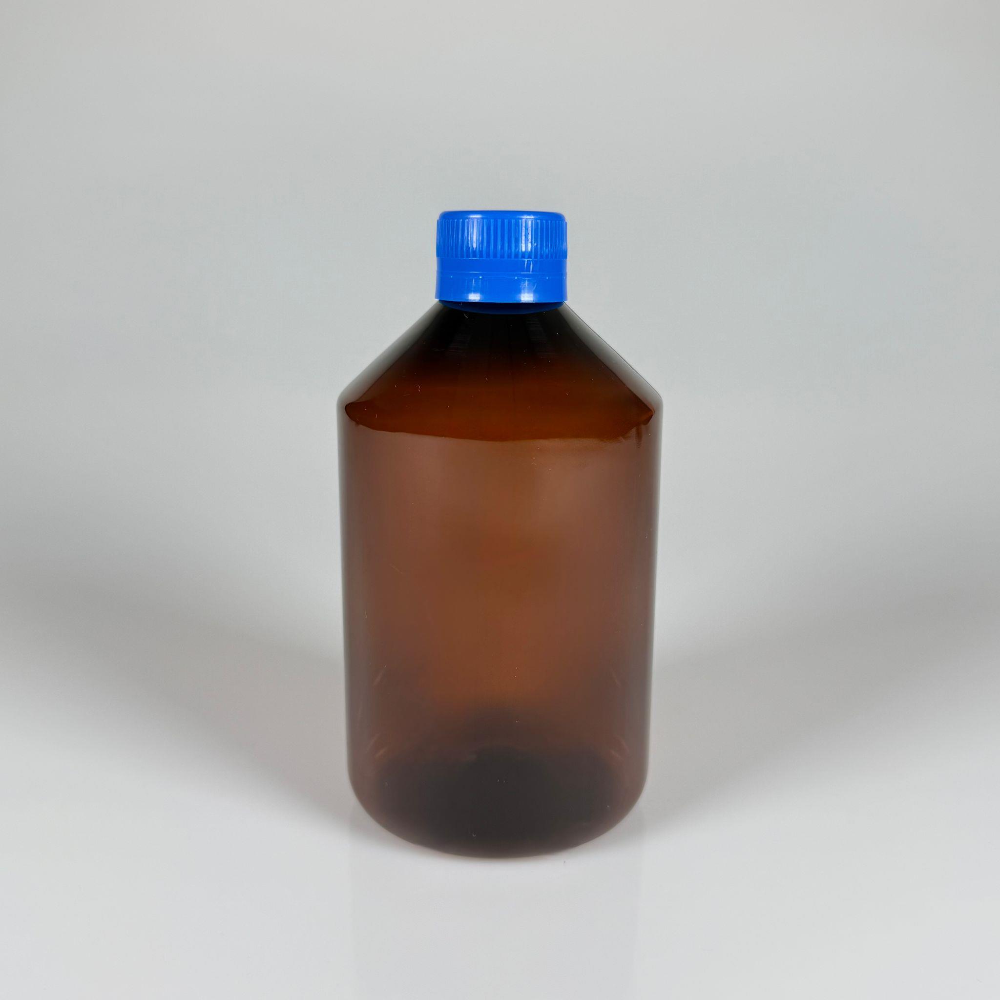 500 CC AMBER SERT PLASTİK ŞİŞE - MAVİ KİLİTLİ KAPAKLI  - 500 ML KAHVERENGİ PET ŞİŞE