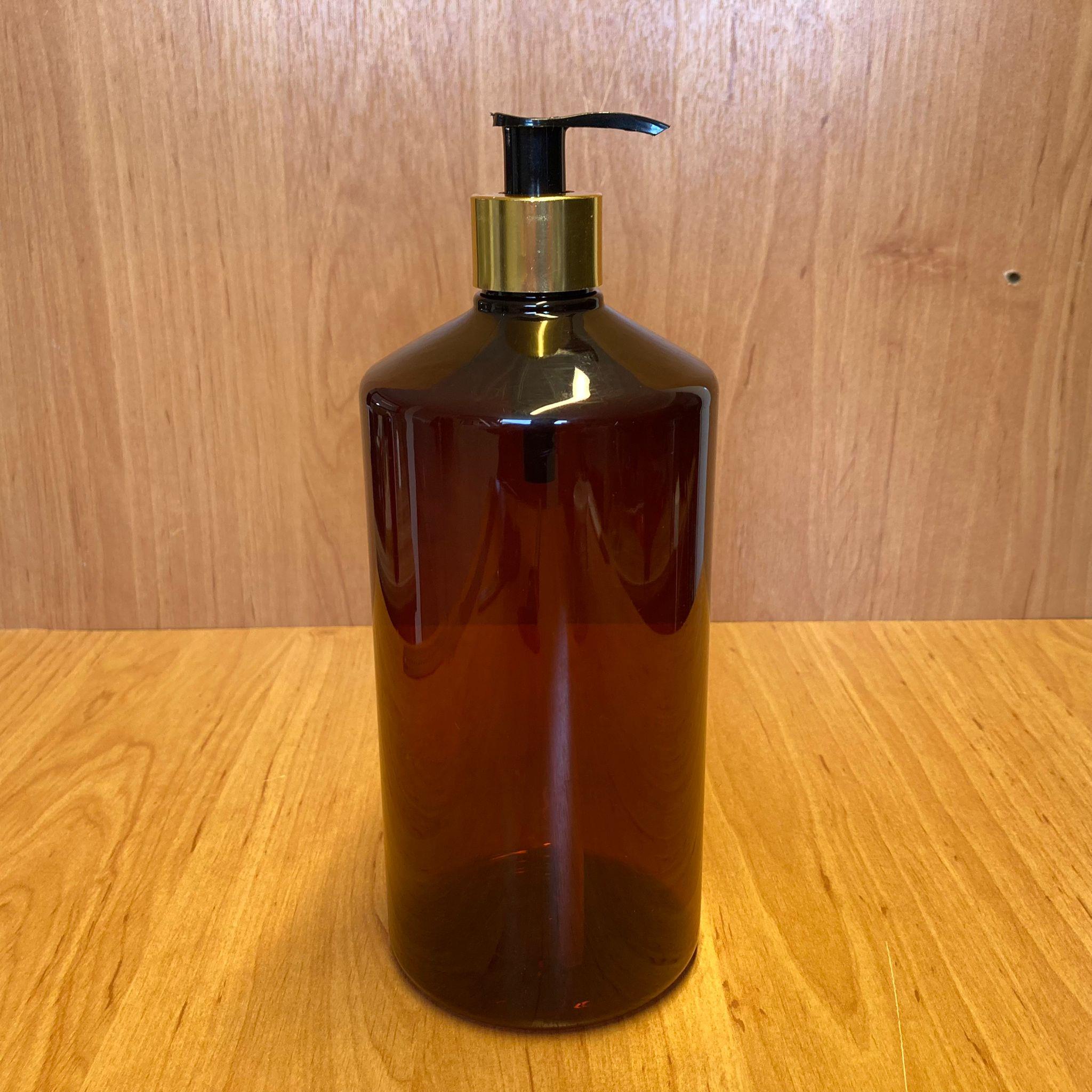 1000 CC AMBER PLASTİK ŞİŞE - GOLD POMPALI - 1000 ML KAHVERENGİ BOŞ PLASTİK ŞİŞE - KALIN (45 GR)