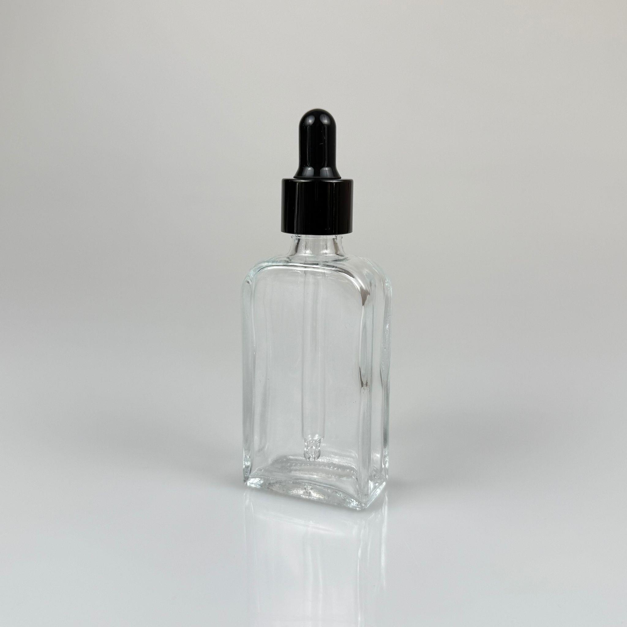 40 CC YASSI DİKDÖRTGEN PRESTİJLİ CAM DAMLALIKLI ŞİŞE - SİYAH EMZİK - SİYAH METALİK KAPAK - 40 ML CAM DAMLALIKLI ŞİŞE - DAMLALIKLI BOŞ ŞİŞE