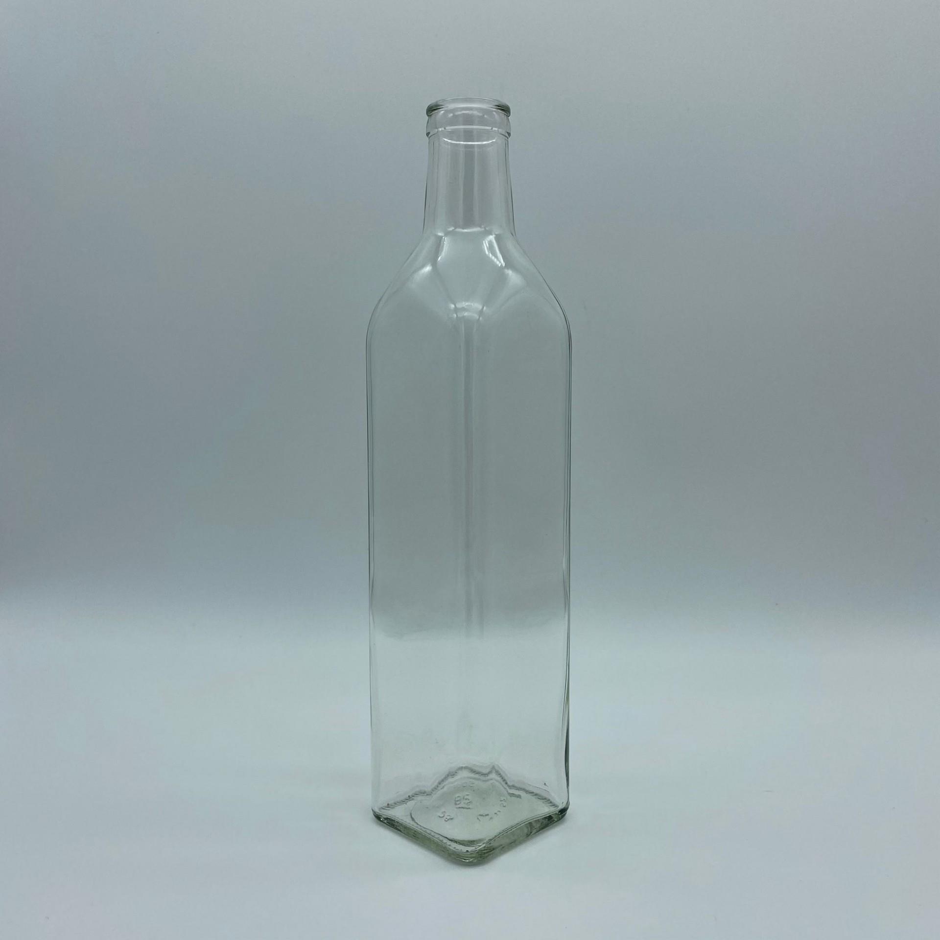 500 CC ŞEFFAF CAM MARASKA KÖŞELİ ŞİŞE (28 AĞIZ ÇAKMA) KAPAKSIZ - 500 ML KÖŞELİ CAM ŞİŞE - ŞİŞECAM ÜRÜN KODU: 121450