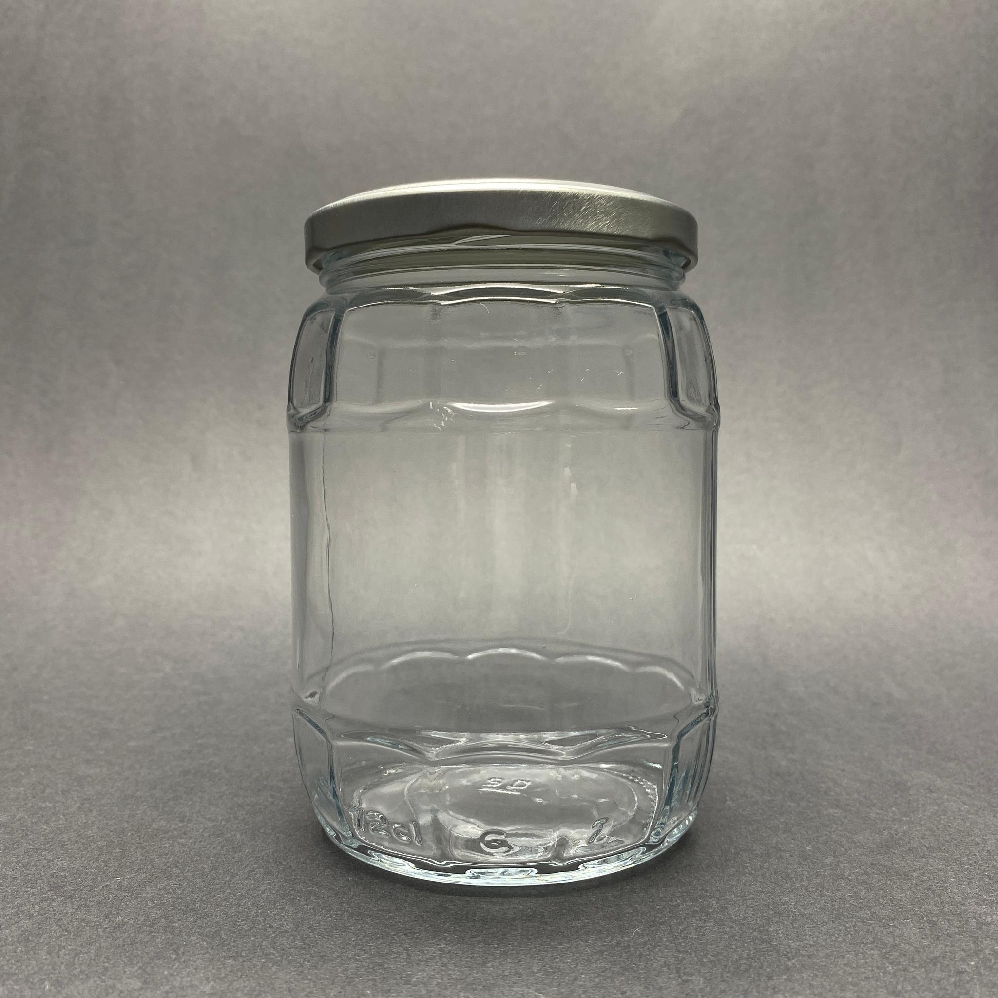 720 CC FIÇI CAM KAVANOZ - GÜMÜŞ METAL KAPAKLI - 720 ML BAL KAVANOZU
