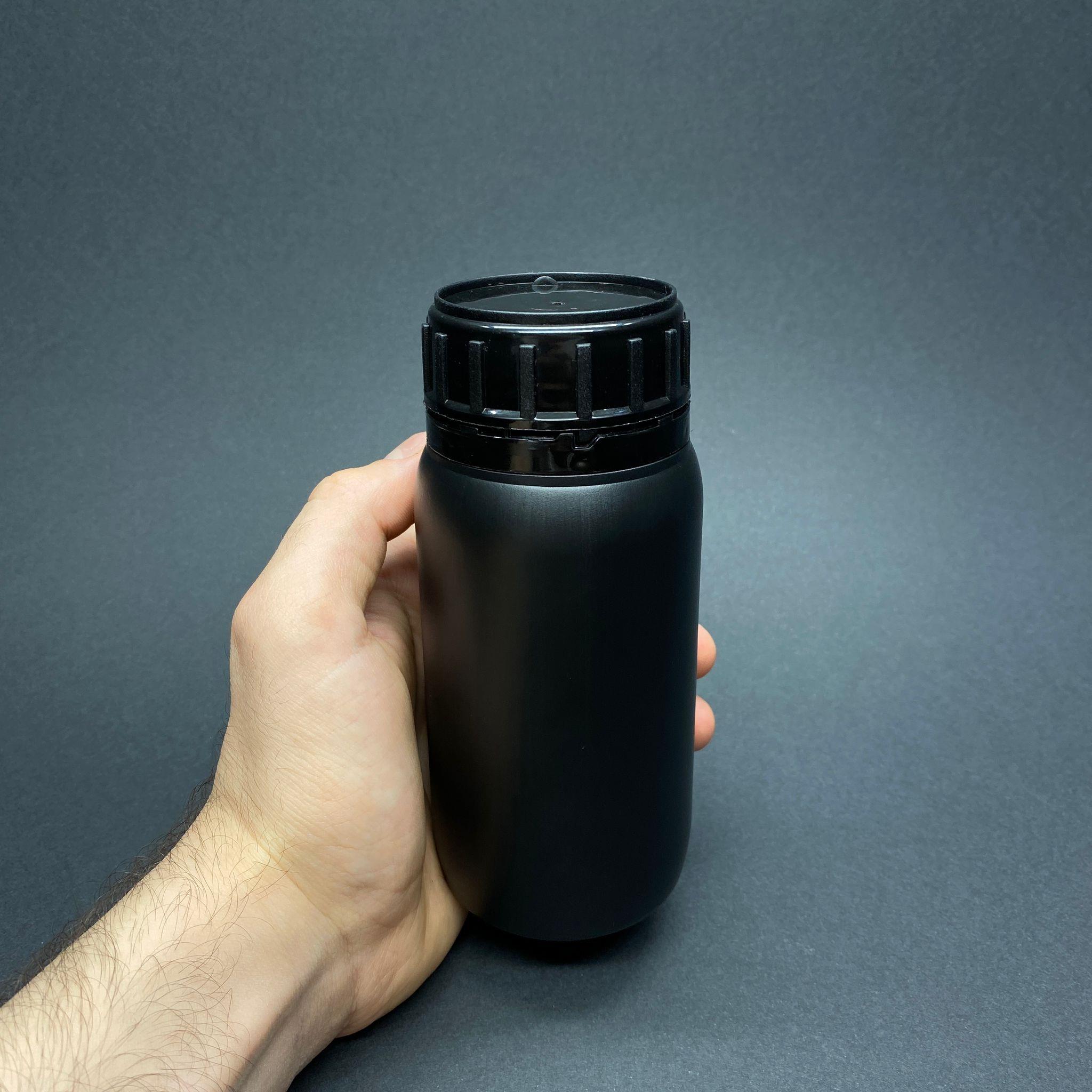 250 CC TARIM ŞİŞESİ - SİYAH - KÖPÜK CONTALI SİYAH VENTİLLİ KAPAKLI  250 ML GENİŞ AĞIZLI KALIN POLİETİEN ŞİŞE - ZİRAİ İLAÇ ŞİŞESİ