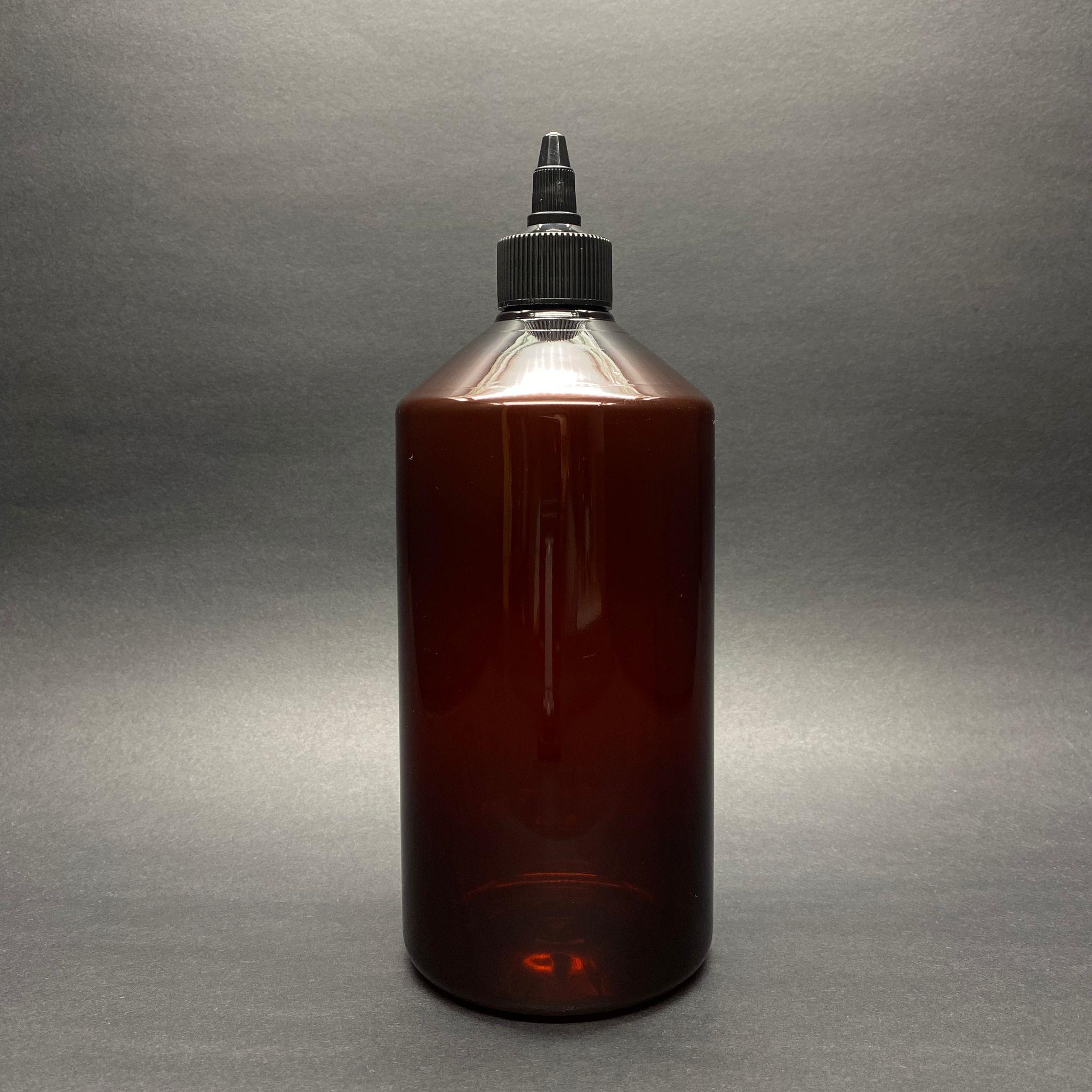1000 CC SİVRİ TWİST ASANSÖR KAPAKLI AMBER PET ŞİŞE - 1000 ML AKITICI SİYAH KAPAKLI PET ŞİŞE