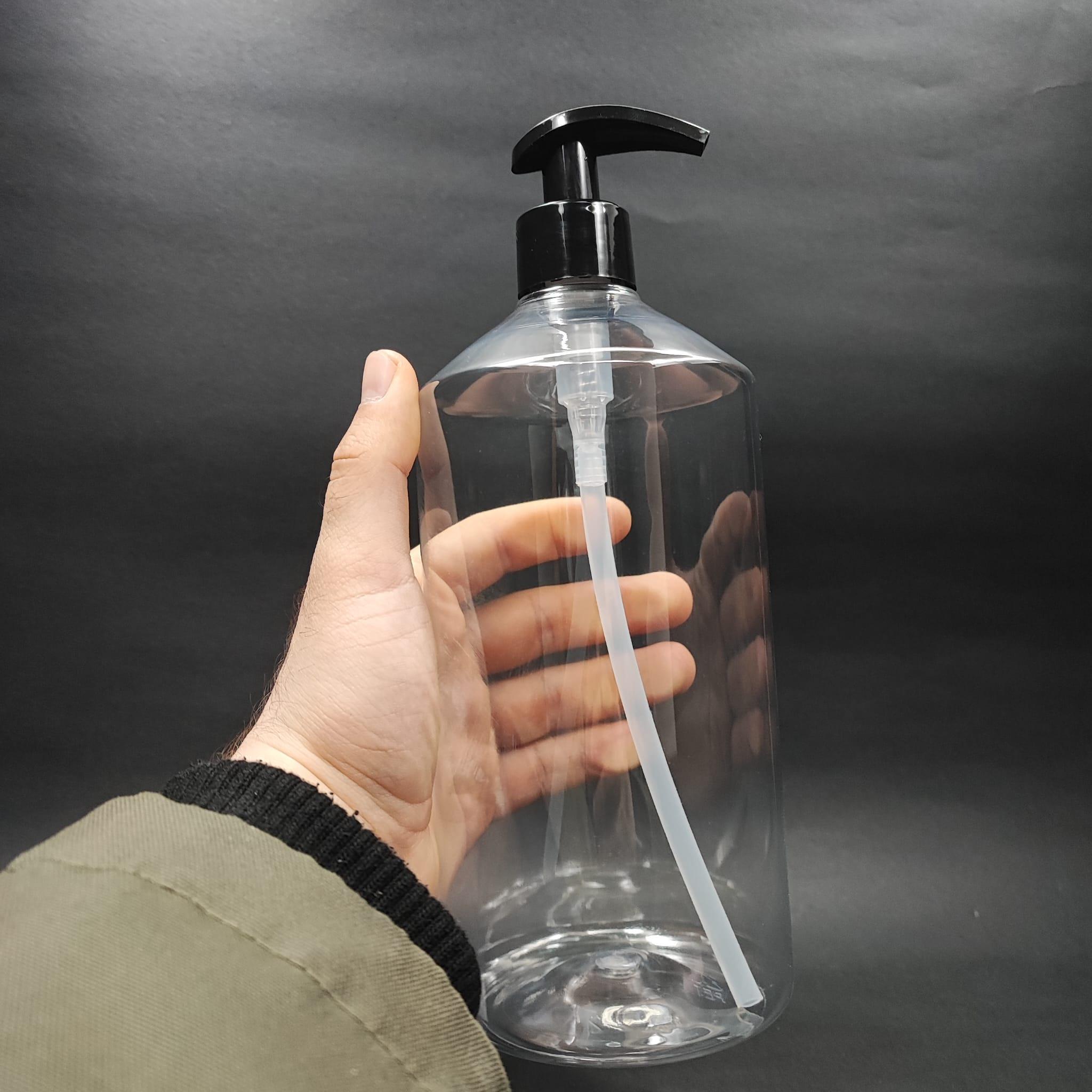 950 CC DÜZ MODEL PET ŞİŞE KÜT BOYUNLU  SİYAH POMPALI - 950 ML POMPALI PET ŞİŞE