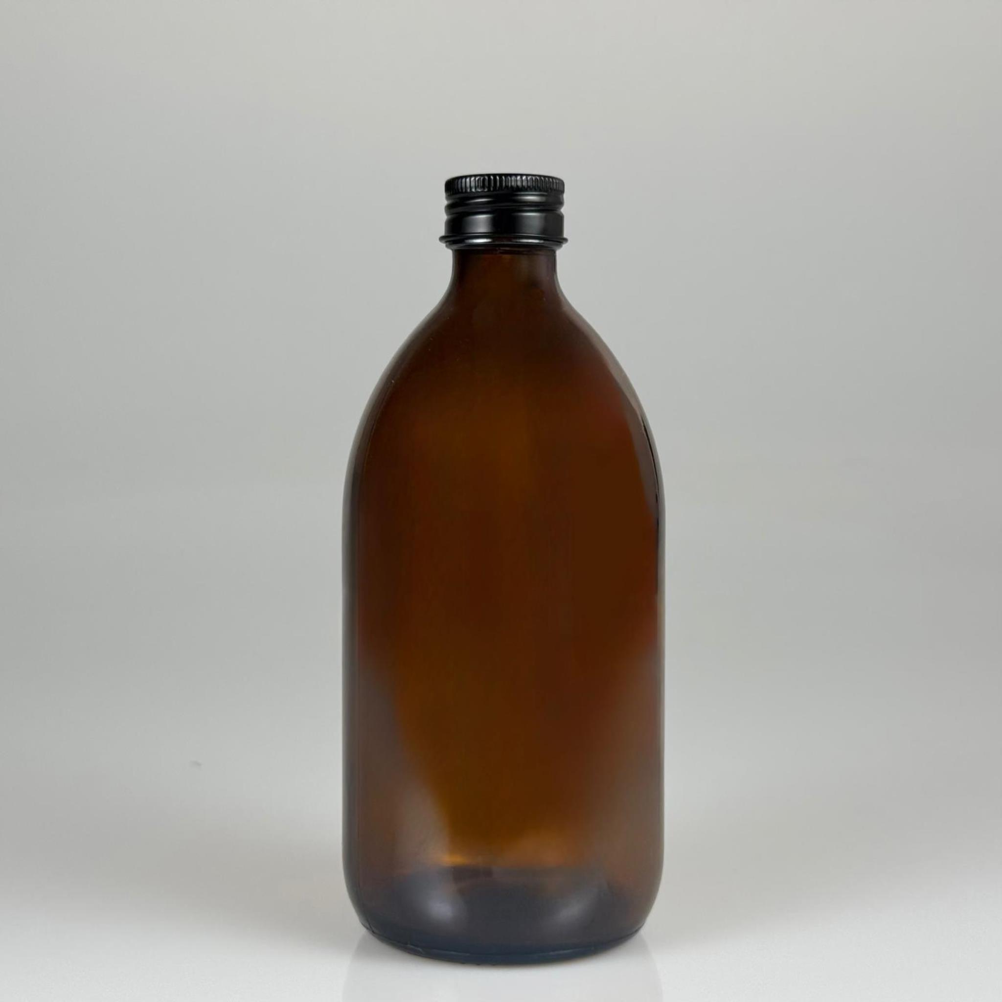 500 CC AMBER TOMBUL ÖZEL SERİ CAM ŞİŞE - METAL ALÜMİNYUM SİYAH KÖPÜK CONTALI KAPAKLI - 500 ML CAM ECZA ŞİŞESİ - KAHVERENGİ