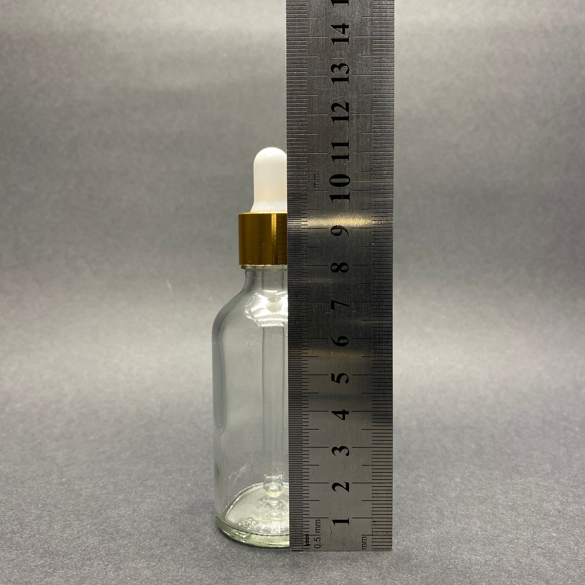50 CC ŞEFFAF CAM DAMLALIKLI ŞİŞE - BEYAZ EMZİK - GOLD METALİK  KAPAK - 50 ML SAYDAM CAM DAMLALIKLI ŞİŞE