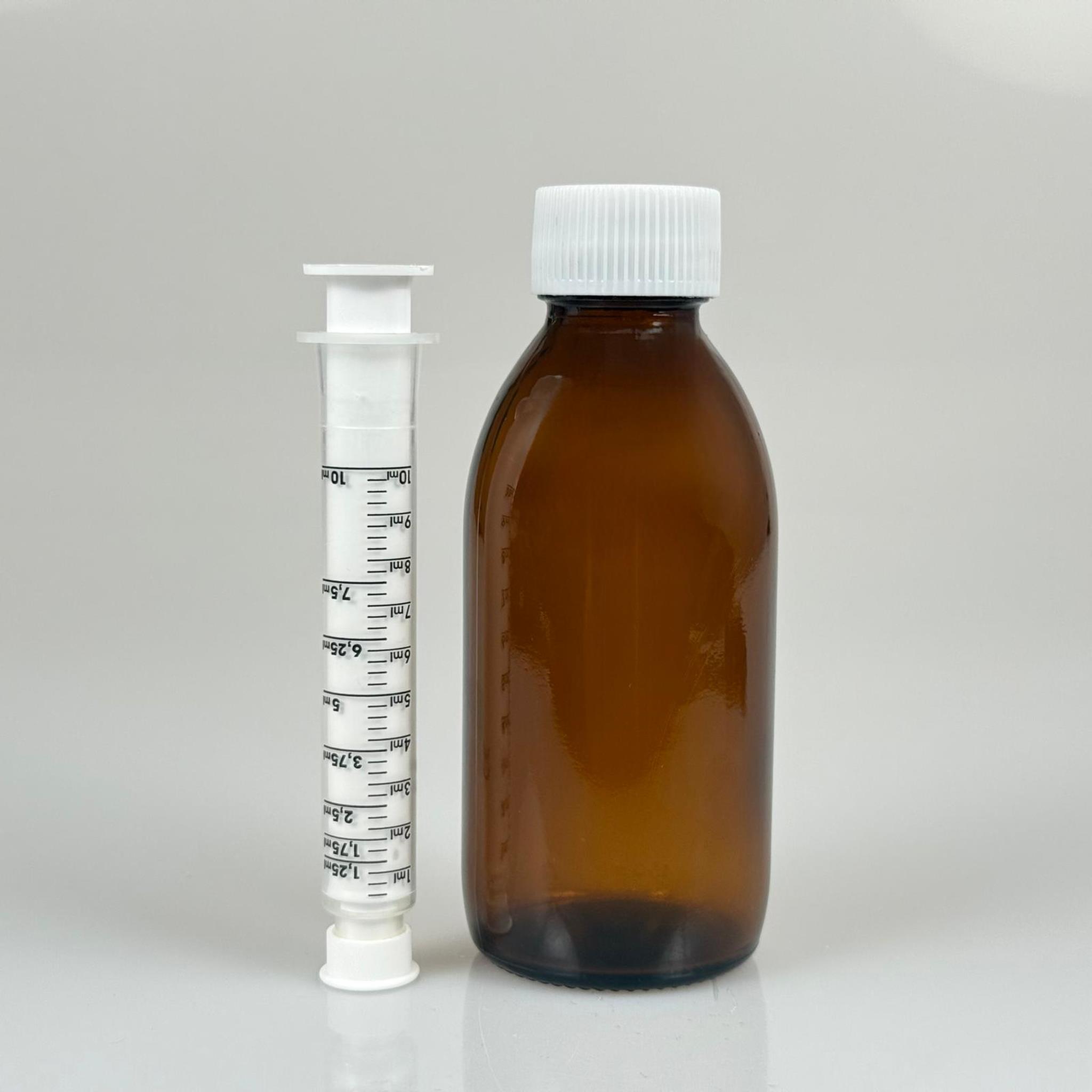 150 ML CAM ECZA ŞİŞESİ + 10 ML DOZAJ PİPETİ + DOZAJ TIPASI + CONTALI PLASTİK KAPAK TAKIM