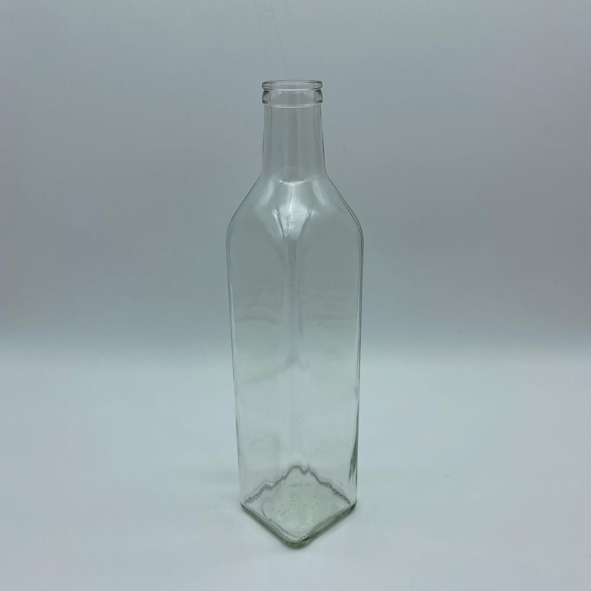 500 CC ŞEFFAF CAM MARASKA KÖŞELİ ŞİŞE (28 AĞIZ ÇAKMA) KAPAKSIZ - 500 ML KÖŞELİ CAM ŞİŞE - ŞİŞECAM ÜRÜN KODU: 121450