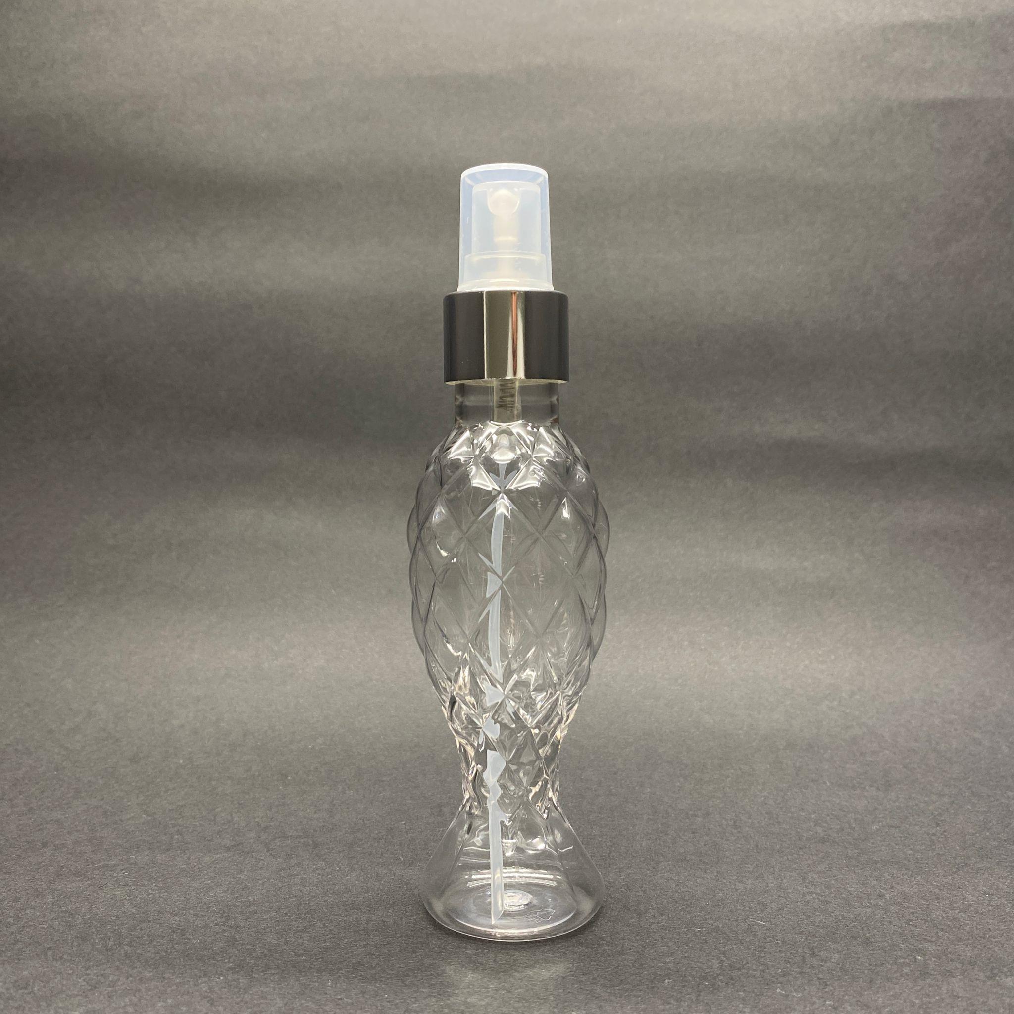 100 CC BALIKSIRTI ŞİŞE - GÜMÜŞ SPREYLİ TAKIM - 100 ML SPREYLİ PLASTİK KOLONYA ŞİŞESİ