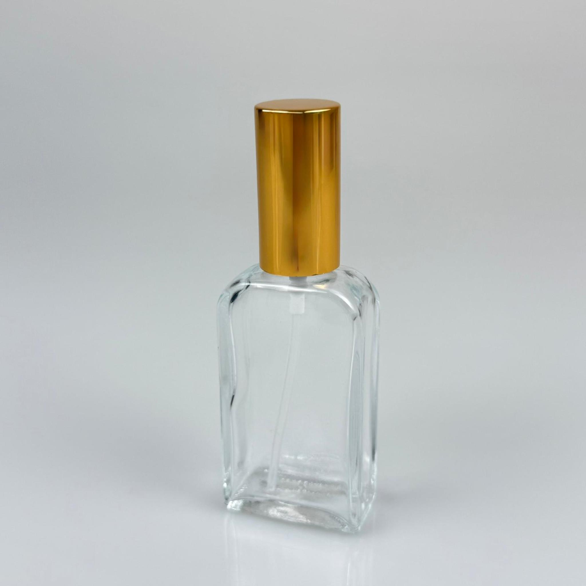 40 CC YASSI DİKDÖRTGEN CAM ŞİŞE - VİDALI GOLD SPREYLİ PARFÜM KOLONYA ŞİŞESİ TAKIM - 40 ML PRESTİJLİ ŞİŞE