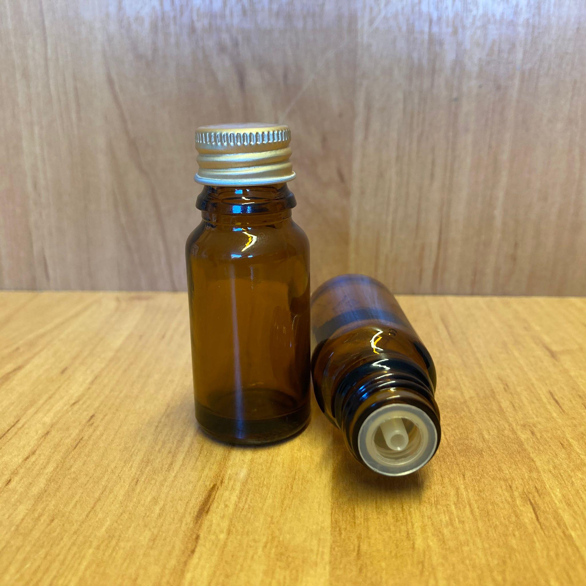 10 CC AMBER İÇTEN DAMLALIKLI - GOLD METAL KAPAKLI CAM ŞİŞE - 10 ML KOLONYA TIPALI CAM ŞİŞE