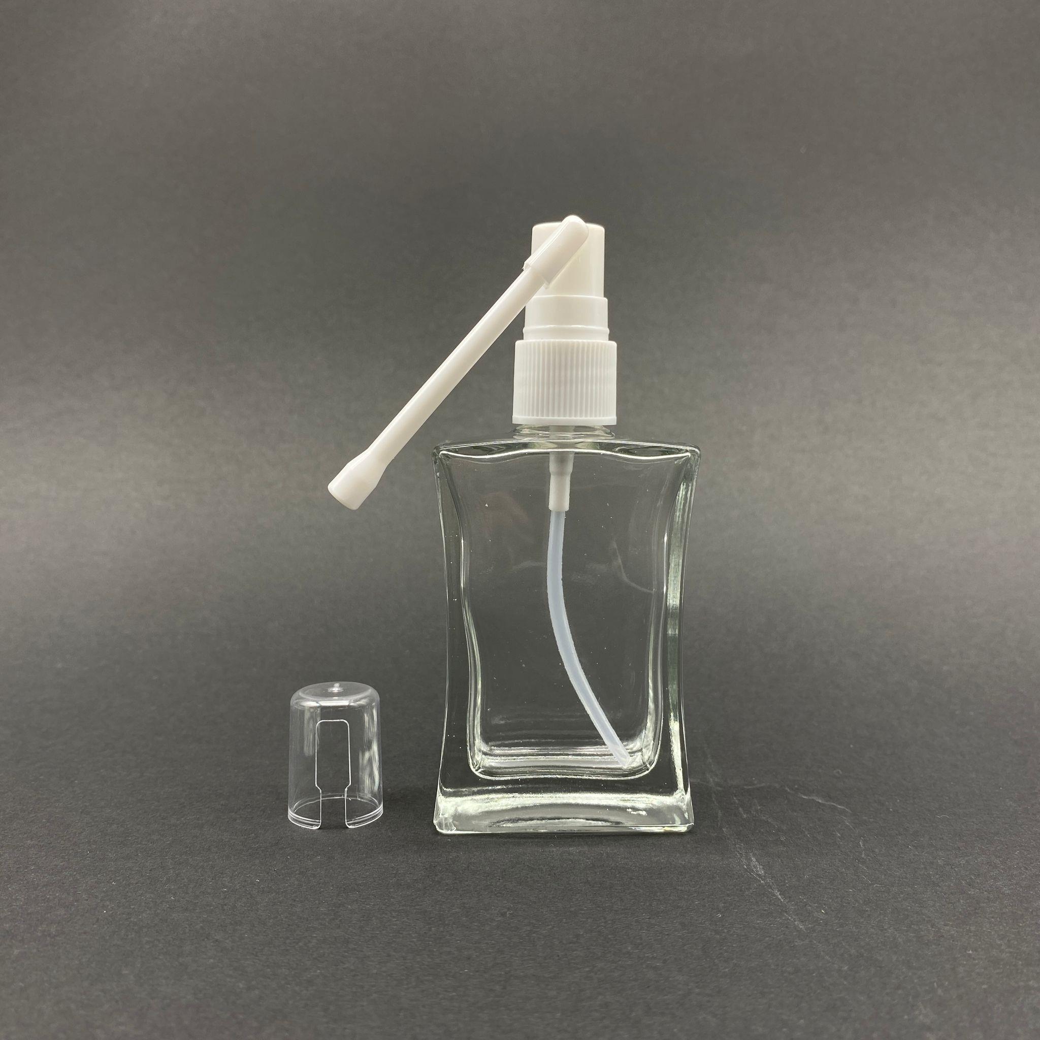 50 CC KÖŞELİ CAM ŞİŞE - BEYAZ ORAL (BOĞAZ) SPREYLİ TAKIM - 50 ML SPREYLİ CAM ŞİŞE - 1. KALİTE İTHAL CAM