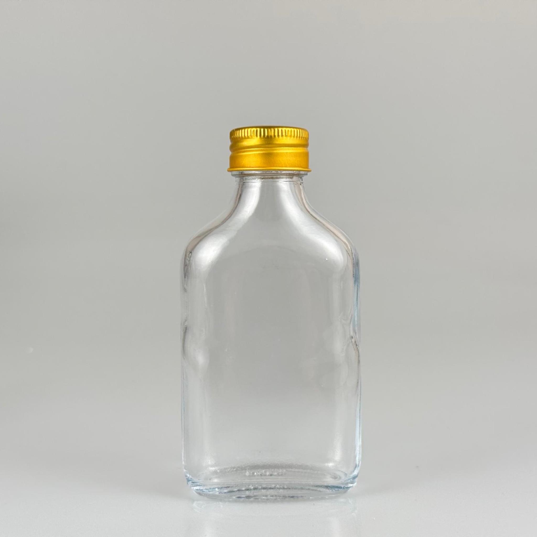 100 CC YASSI LÜX KOLONYA CAM ŞİŞE - GOLD METAL ALÜMİNYUM KAPAKLI + KOLONYA TIPALI - 100 ML LÜKS METAL KAPAKLI CAM KOLONYA ŞİŞESİ