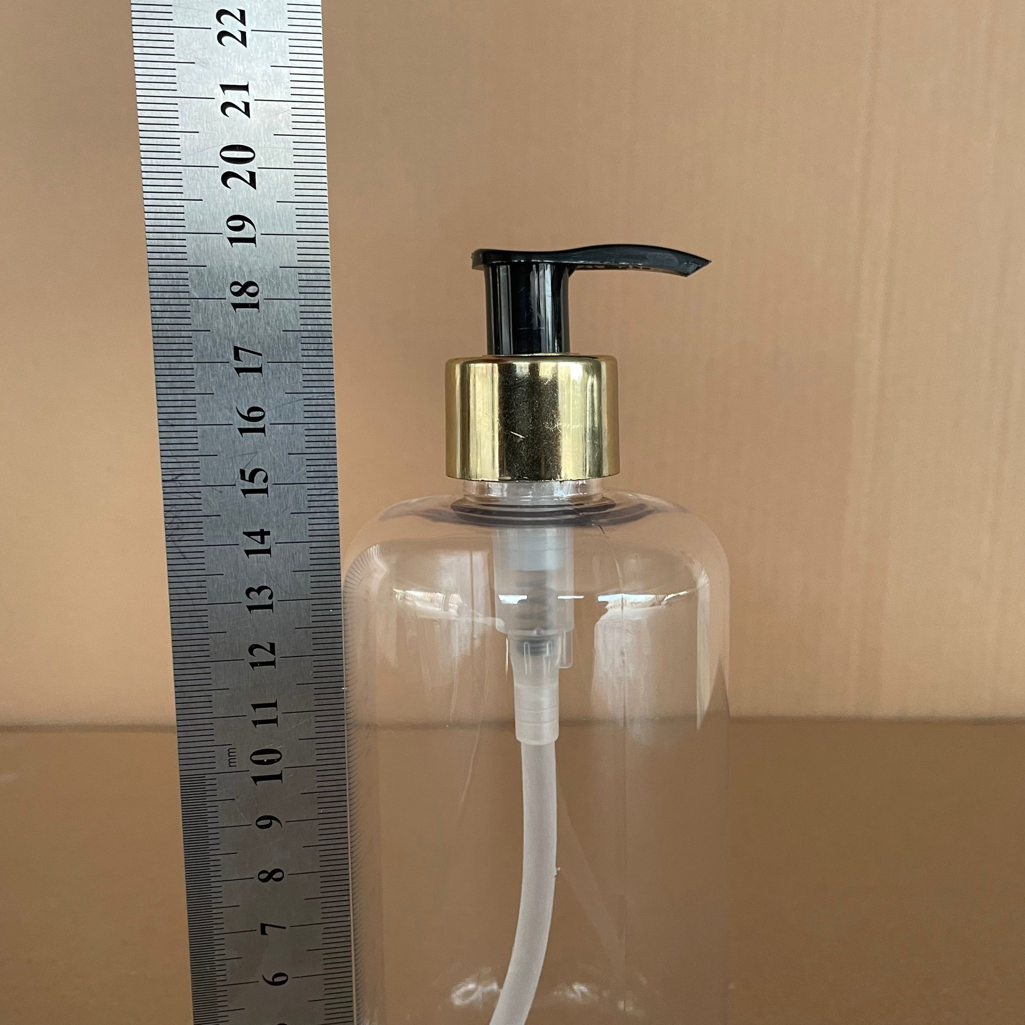 500 CC UZUN SİLİNDİR PET ŞİŞE KALIN (26 GR) - GOLD METALİK SIVI SABUN POMPALI - 28 AĞIZ - 500 ML PET ŞİŞE
