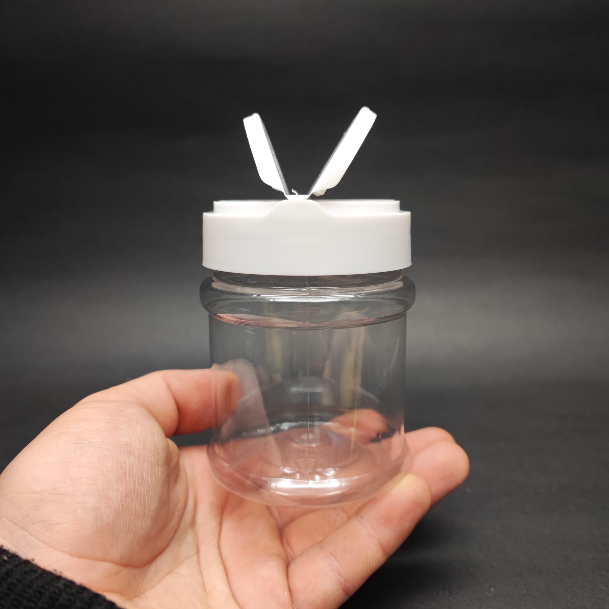 200 CC PET BAHARAT KAVANOZU - BEYAZ FLİPTOP BAHARAT KAPAKLI + SIZDIRMAZ KENDİNDEN YAPIŞKANLI KÖPÜK CONTALI -  toz kavanozu , baharat ambalajı , boş pudra şişesi . tuzluk , baharat düzenleyici set için kavanoz