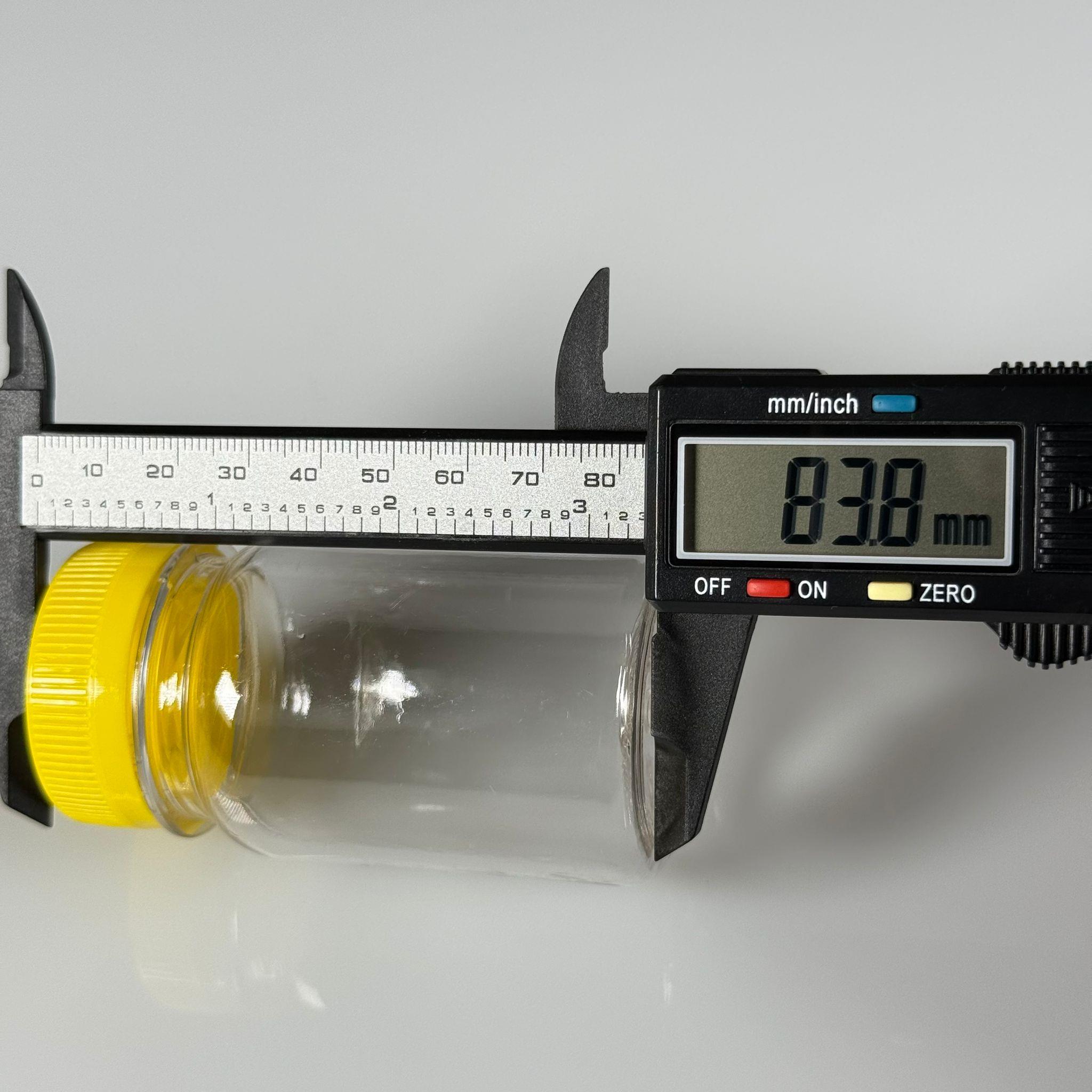 100 CC SİLİNDİR PET ŞİŞE (15,6 GR) - 38 MM GENİŞ AĞIZLI KİLİTLİ SARI KAPAKLI  - 100 ML PLASTİK BOŞ ŞİŞELER