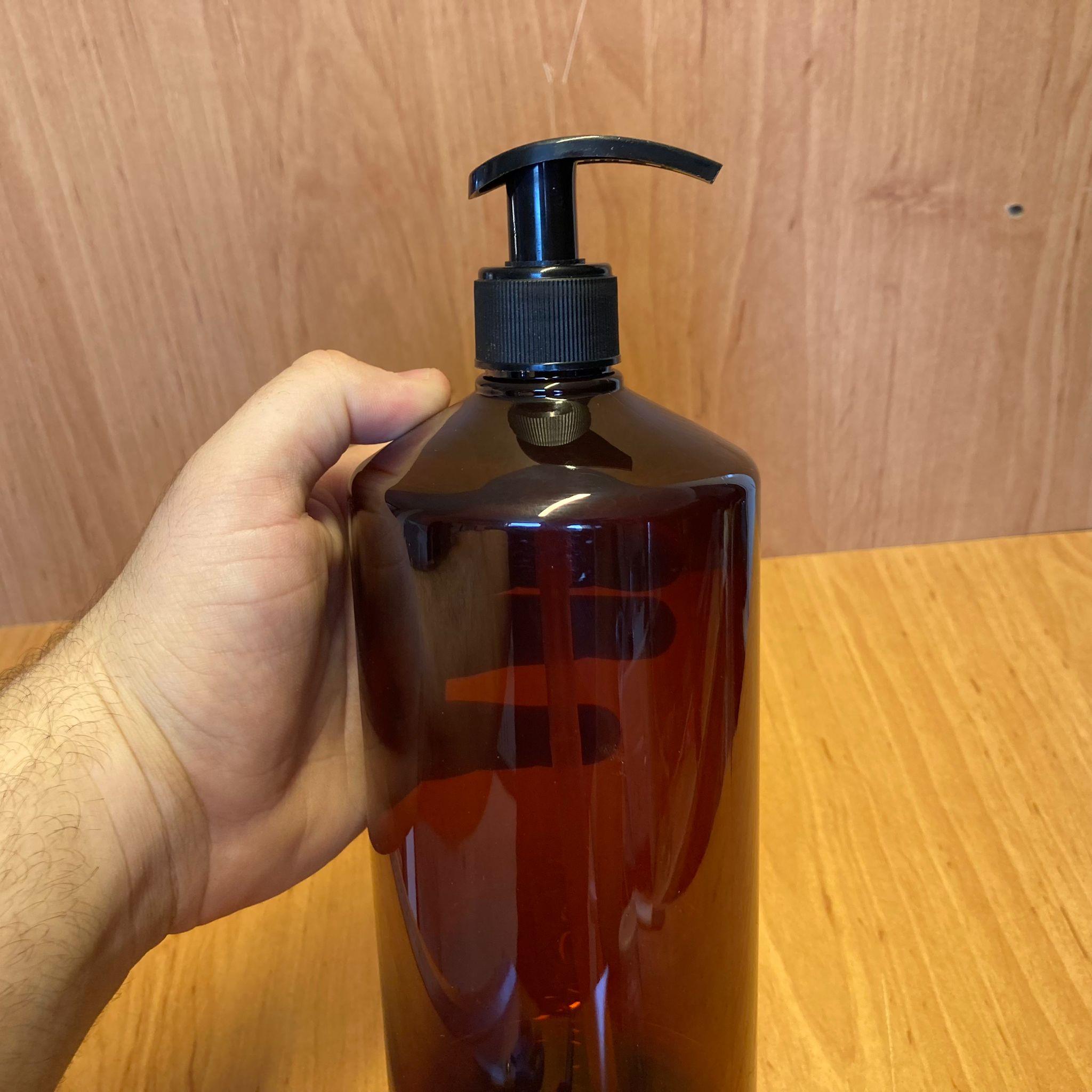1000 CC AMBER PLASTİK ŞİŞE - SİYAH POMPALI - 1000 ML KAHVERENGİ BOŞ PLASTİK ŞİŞE - KALIN (45 GR)