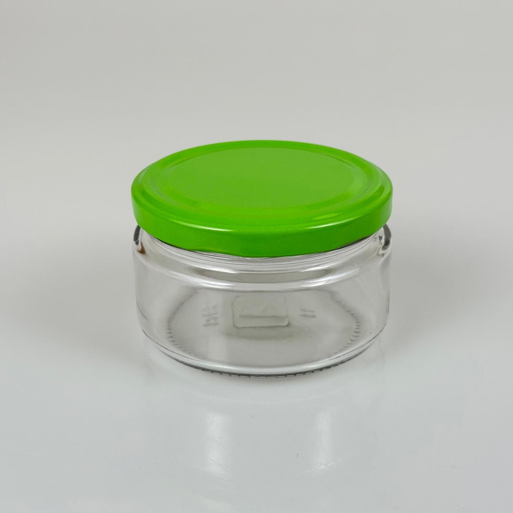 230 CC CAM KAVANOZ - AÇIK YEŞİL METAL KAPAKLI - 230 ML CAM KAVANOZ - GENİŞ MAGNOLİA KAVANOZU