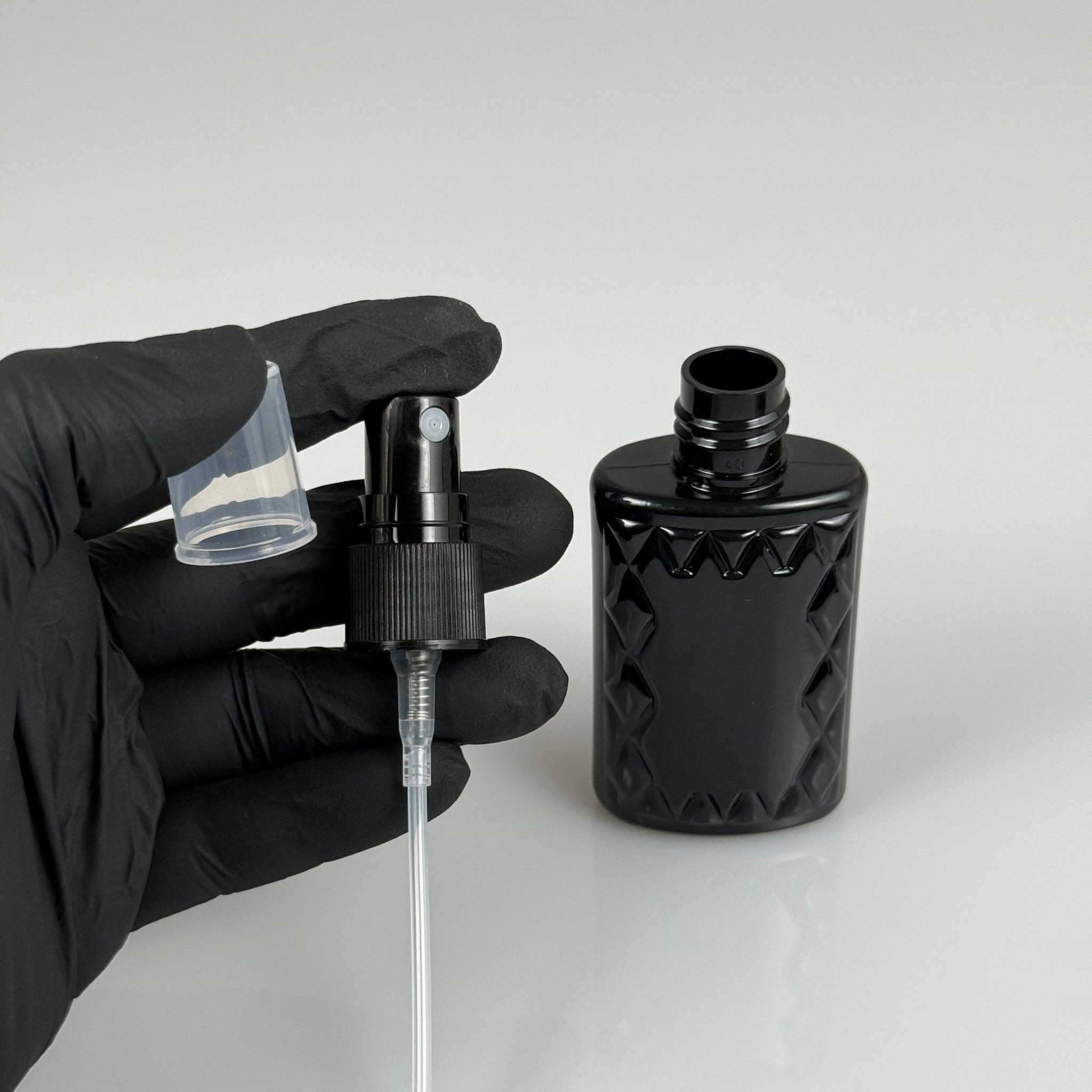50 CC SİYAH PET KÖŞELİ PARFÜM ŞİŞESİ - SİYAH SPREYLİ - 50 ML PLASTİK PARFÜM - KOLONYA ŞİŞESİ