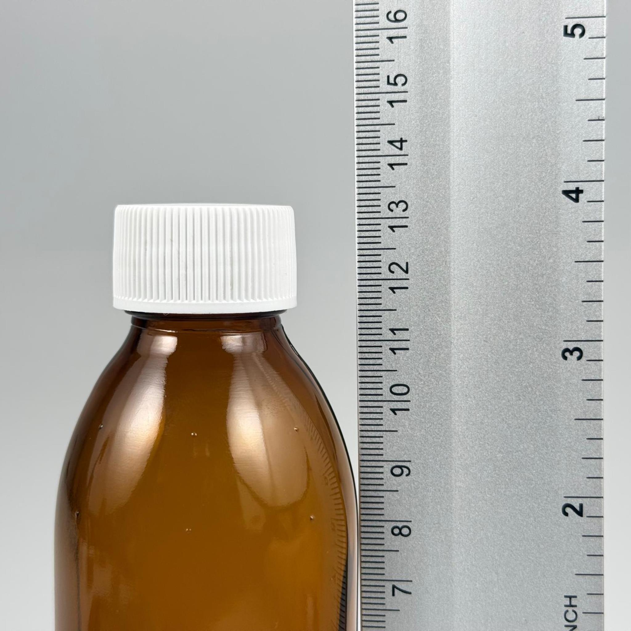 160 ML DOLUMU KOLAY, GENİŞ AĞIZLI İÇTEN DAMLALIKLI ŞİŞE (28 MM AĞIZ)  - 160 CC BEYAZ CONTALI KAPAKLI İÇTEN DAMLALIKLI CAM ECZA ŞİŞESİ - AMBER KAHVERENGİ