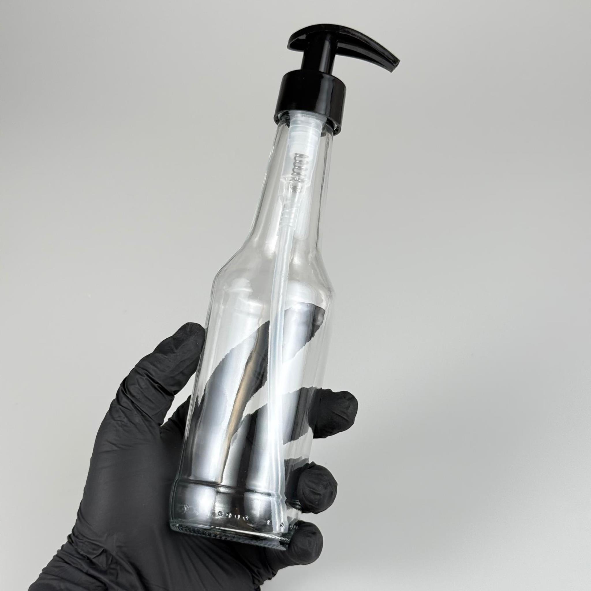 250 CC BOĞAZLI CAM ŞİŞE - SİYAH POMPALI - 250 ML POMPALI ŞİŞE