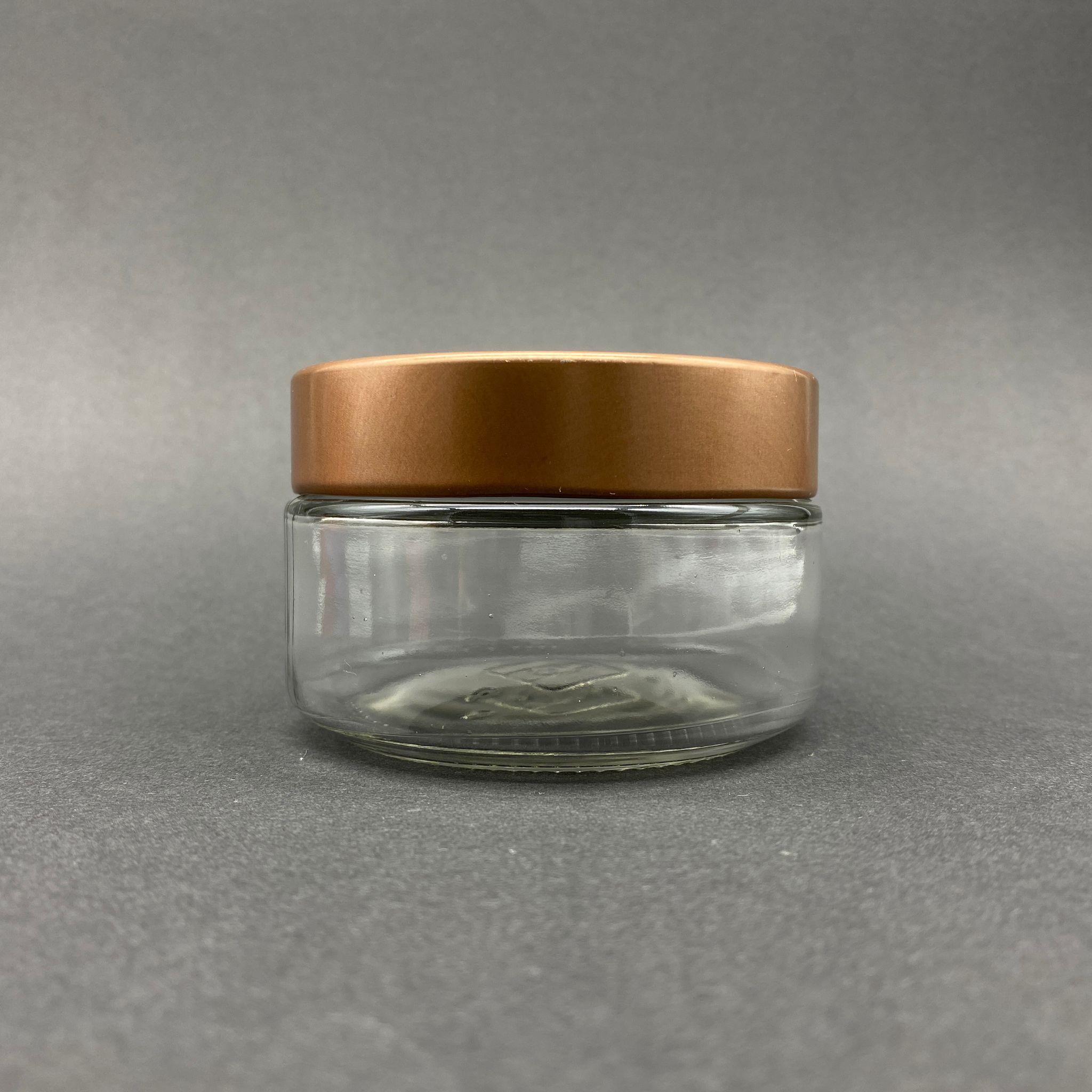 230 CC CAM KAVANOZ - DERİN BRONZ LÜKS METAL KAPAKLI - 230 ML CAM KAVANOZ - GENİŞ MAGNOLİA KAVANOZU