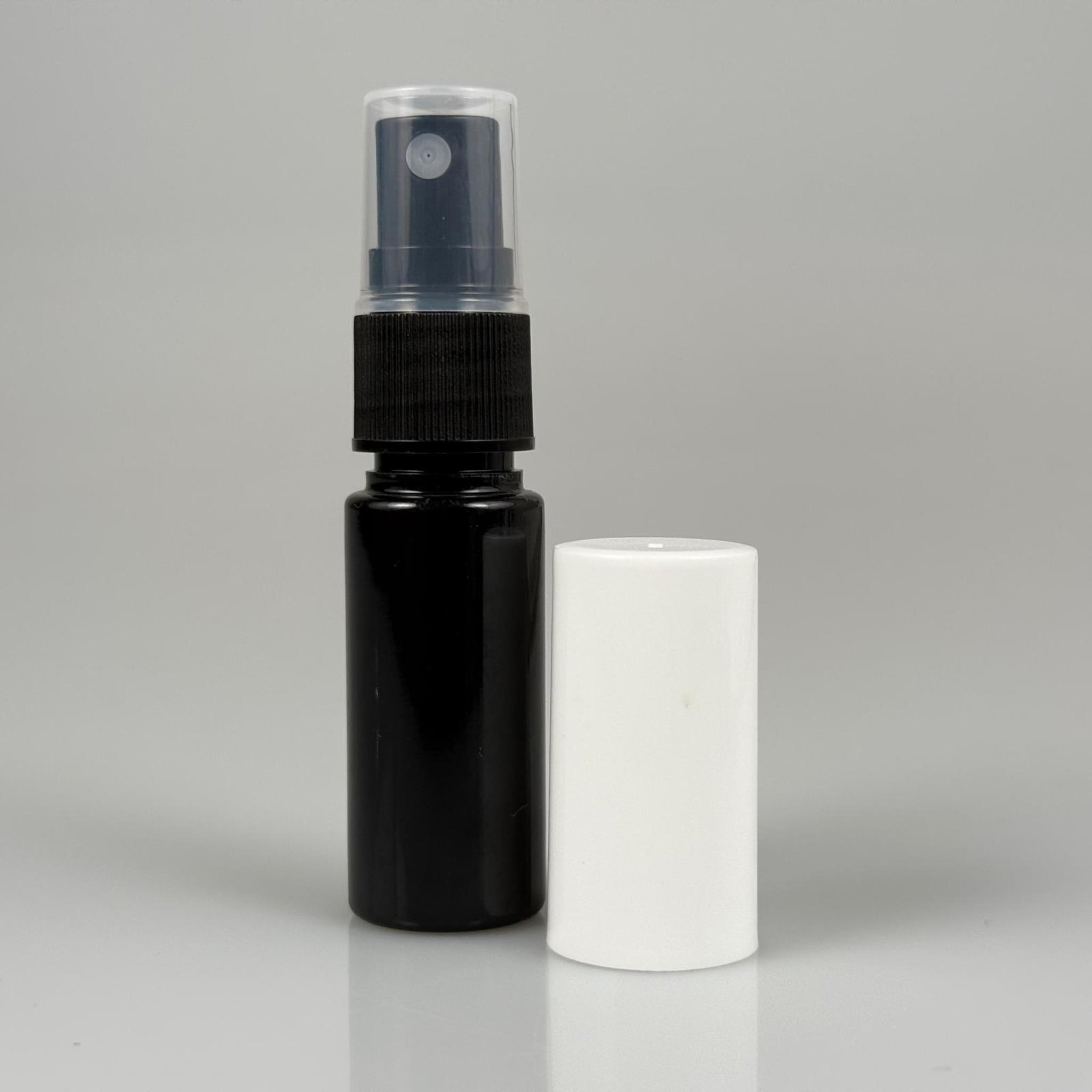 15 CC SİYAH PARFÜM ŞİŞESİ PLASTİK - SİYAH SPREY + BEYAZ KAPAK - 15 ML PARFÜM ŞİŞESİ PET