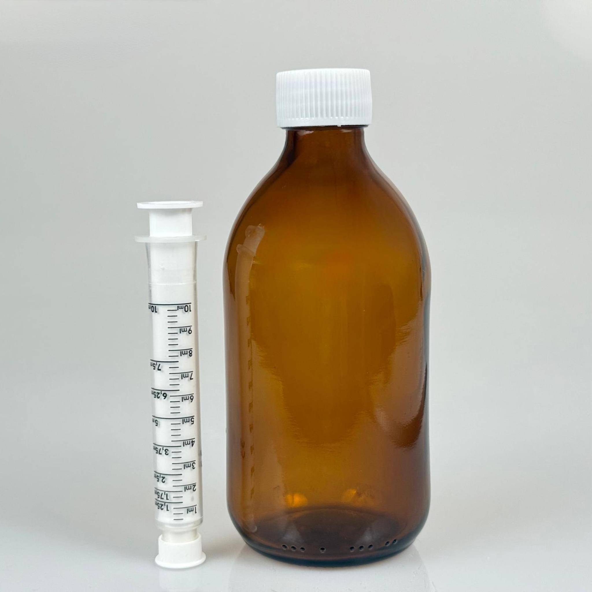 300 ML CAM ECZA ŞİŞESİ + 10 ML DOZAJ PİPETİ + DOZAJ TIPASI + CONTALI PLASTİK KAPAK TAKIM