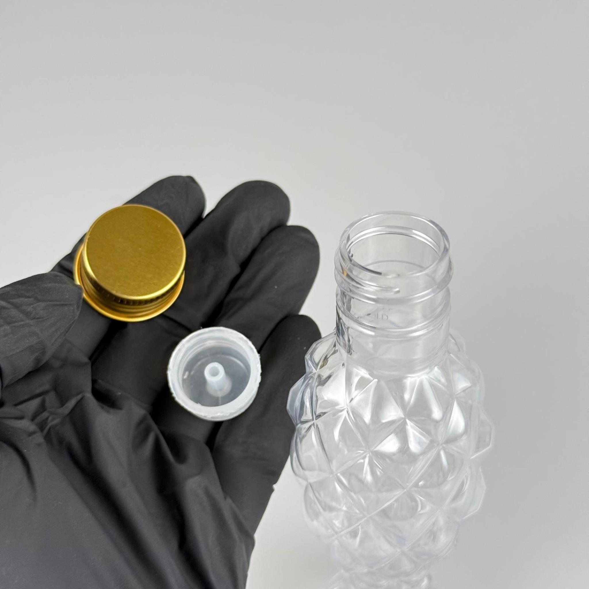 100 CC CAMPET BALIKSIRTI PET KOLONYA ŞİŞESİ (24 AĞIZ) + KÖPÜK CONTALI GOLD METAL ALÜMİNYUM KAPAK + KOLONYA TIPALI TAKIM - 100 ML KAPAKLI CAMPET PALSTİK ŞİŞELER