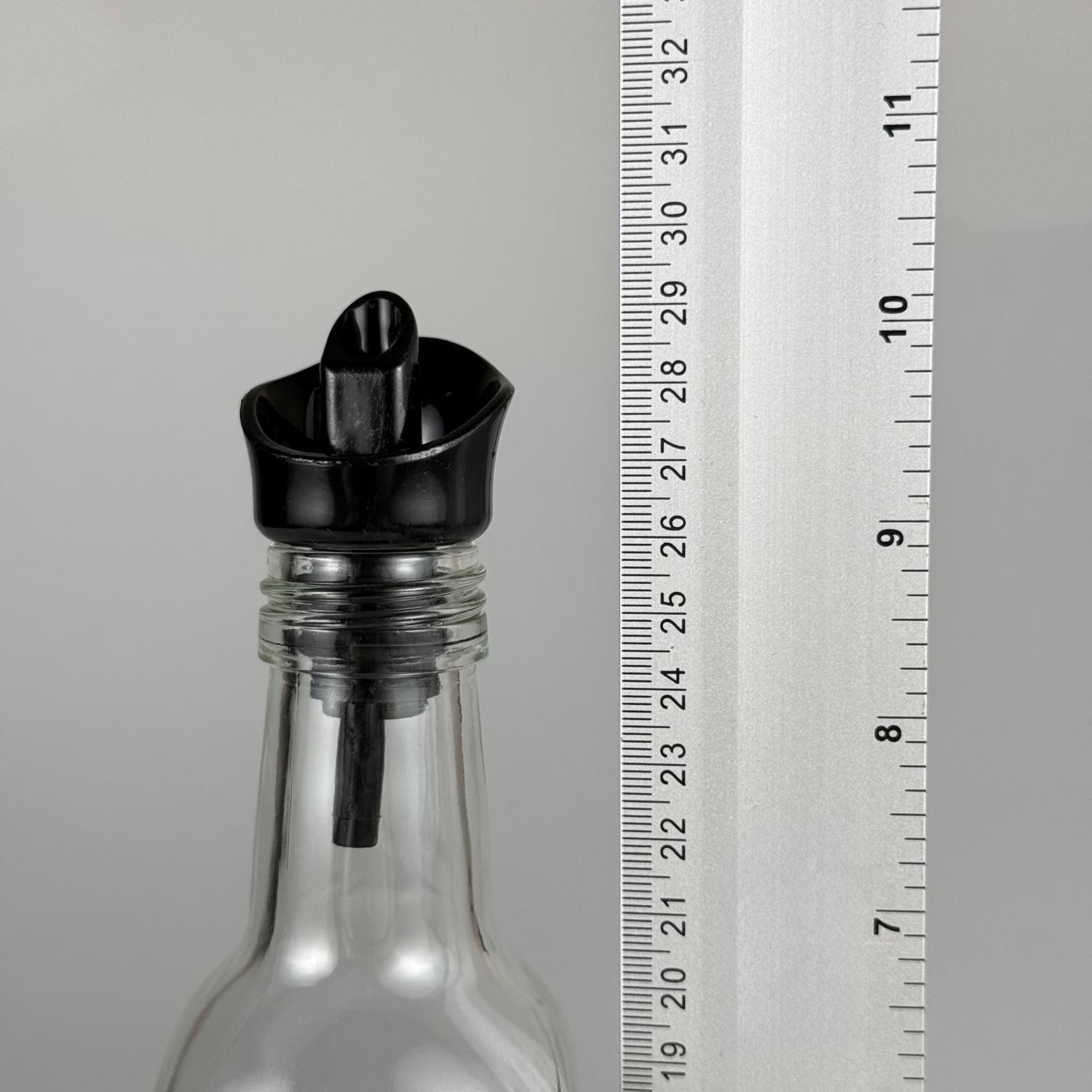Akıtmaz Kapaklı Şık Cam Yağlık – Zeytinyağı ve Sirke İçin - Restoran Tipi 500 ML Şeffaf Maraska Kare Yağdanlık Siyah Akıtıcı Başlıklı