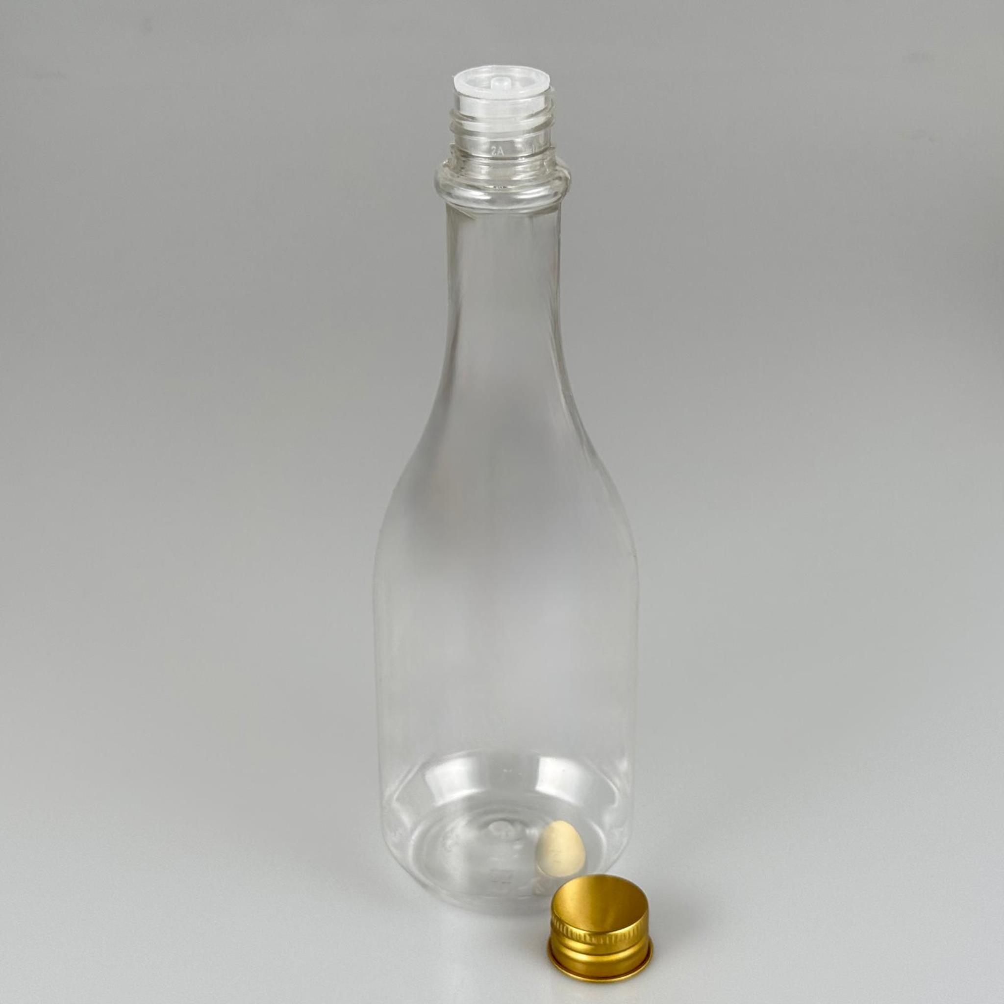 400 CC ŞEFFAF ELİT MODEL PET ŞİŞE (24 AĞIZ) + KÖPÜK CONTALI GOLD METAL ALÜMİNYUM KAPAK + KOLONYA TIPALI TAKIM - 400 ML KAPAKLI PLASTİK ŞİŞELER