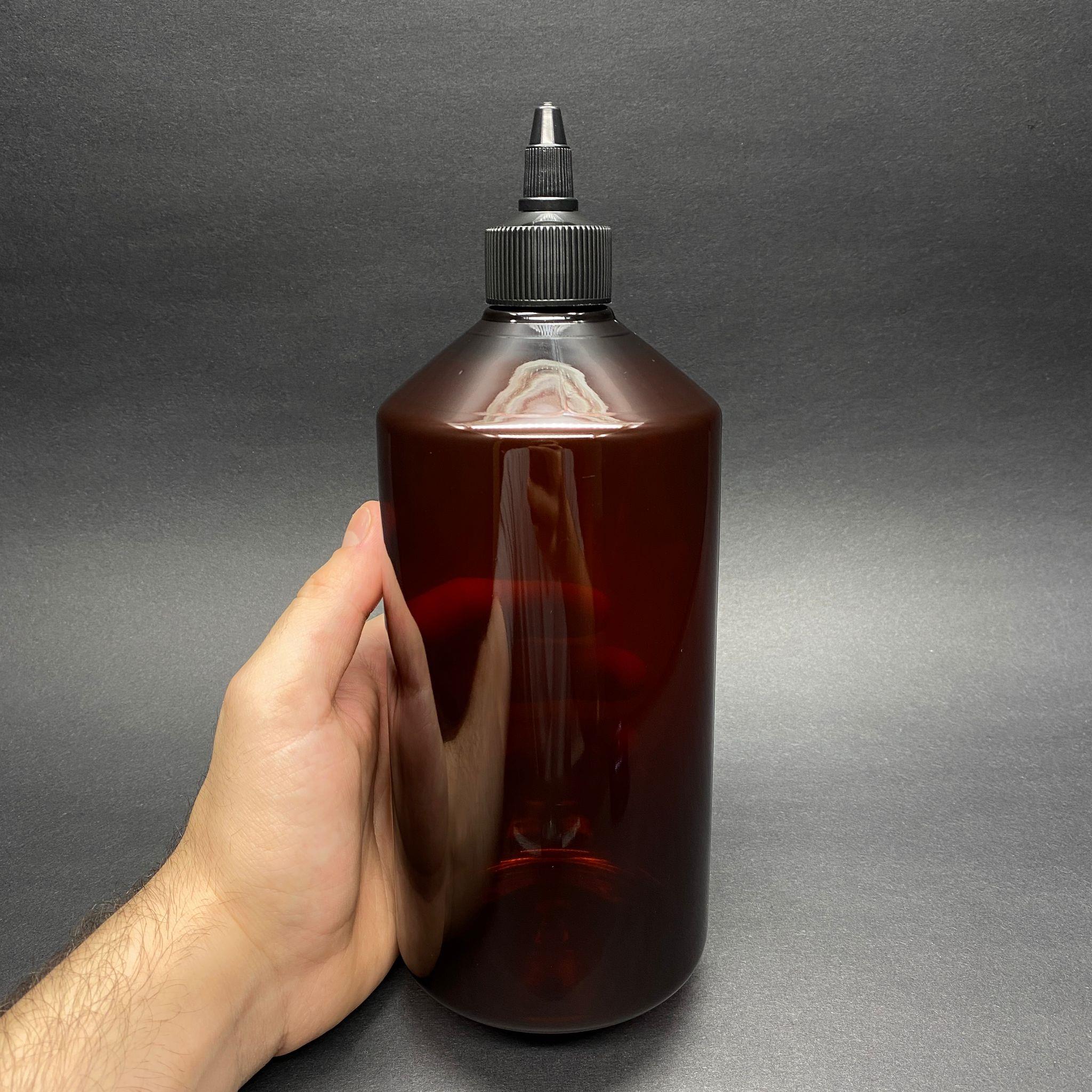 1000 CC SİVRİ TWİST ASANSÖR KAPAKLI AMBER PET ŞİŞE - 1000 ML AKITICI SİYAH KAPAKLI PET ŞİŞE