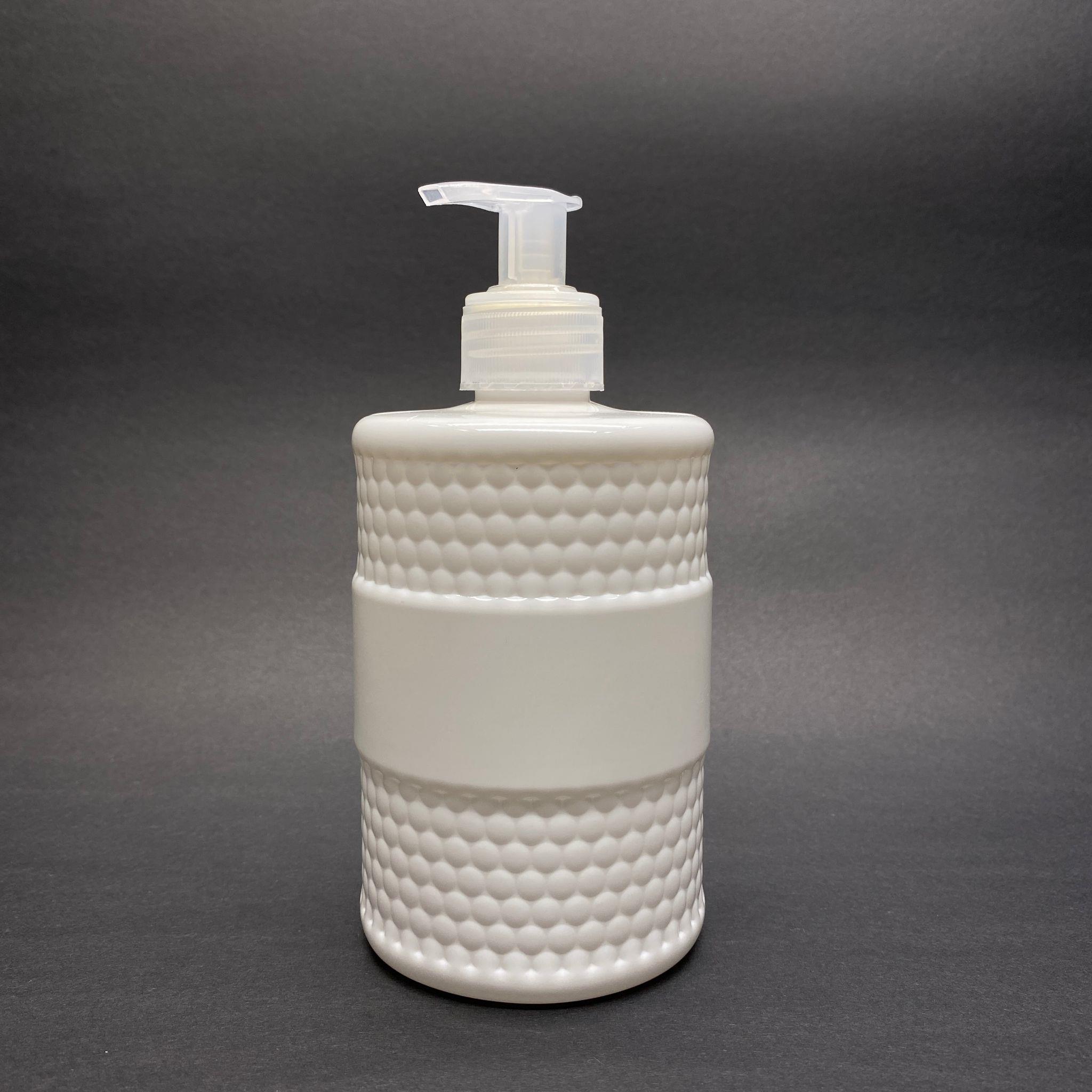 500 CC DESENLİ BEYAZ  PET ŞİŞE - ŞEFFAF SIVI SABUN POMPALI  - 500 ML PLASTİK ŞİŞE