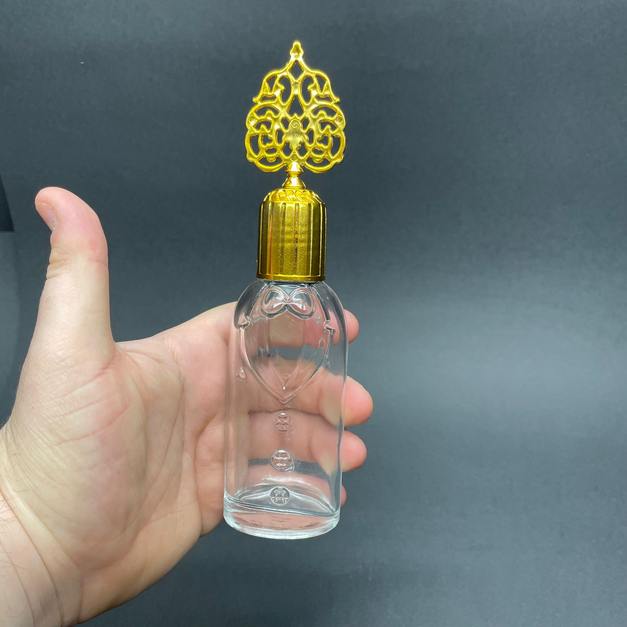 80 CC CAM KOLONYA ŞİŞESİ -  DAMAT ŞİŞE - GOLD OSMANLI KAPAKLI + PLASTİK TIPALI